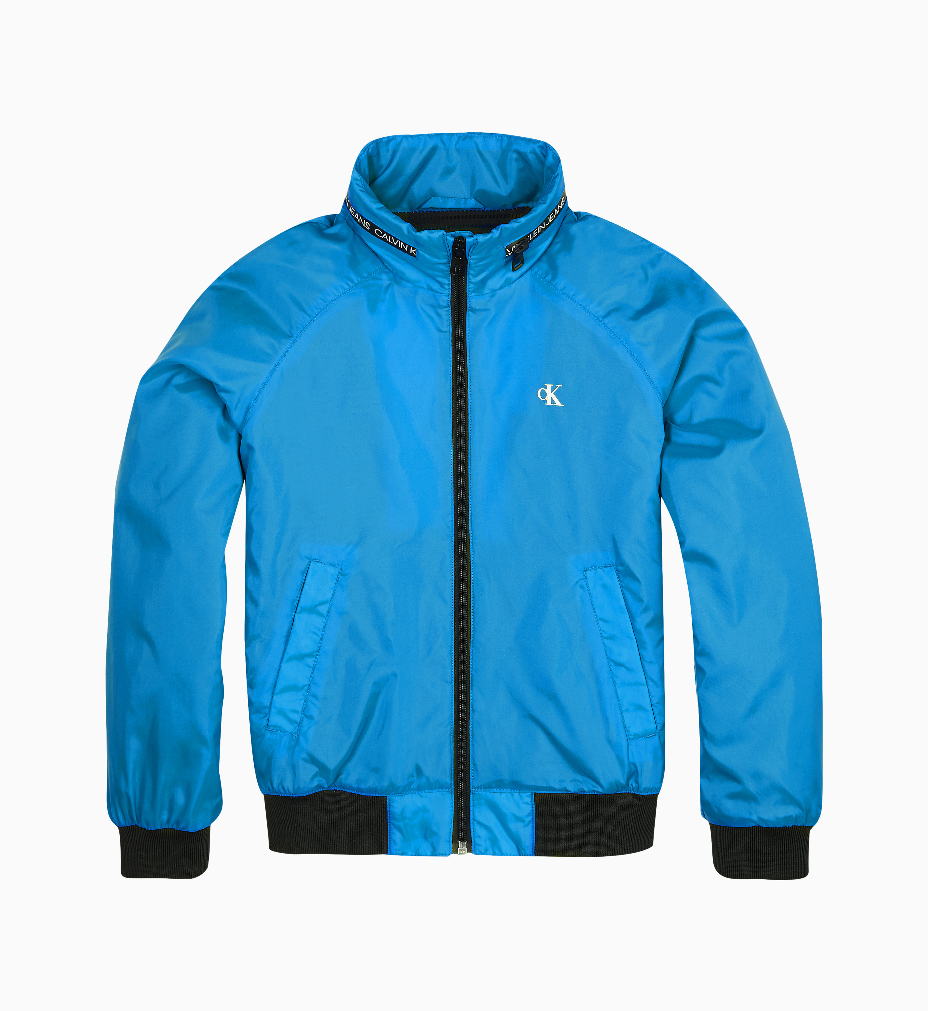 blue zip up jacket