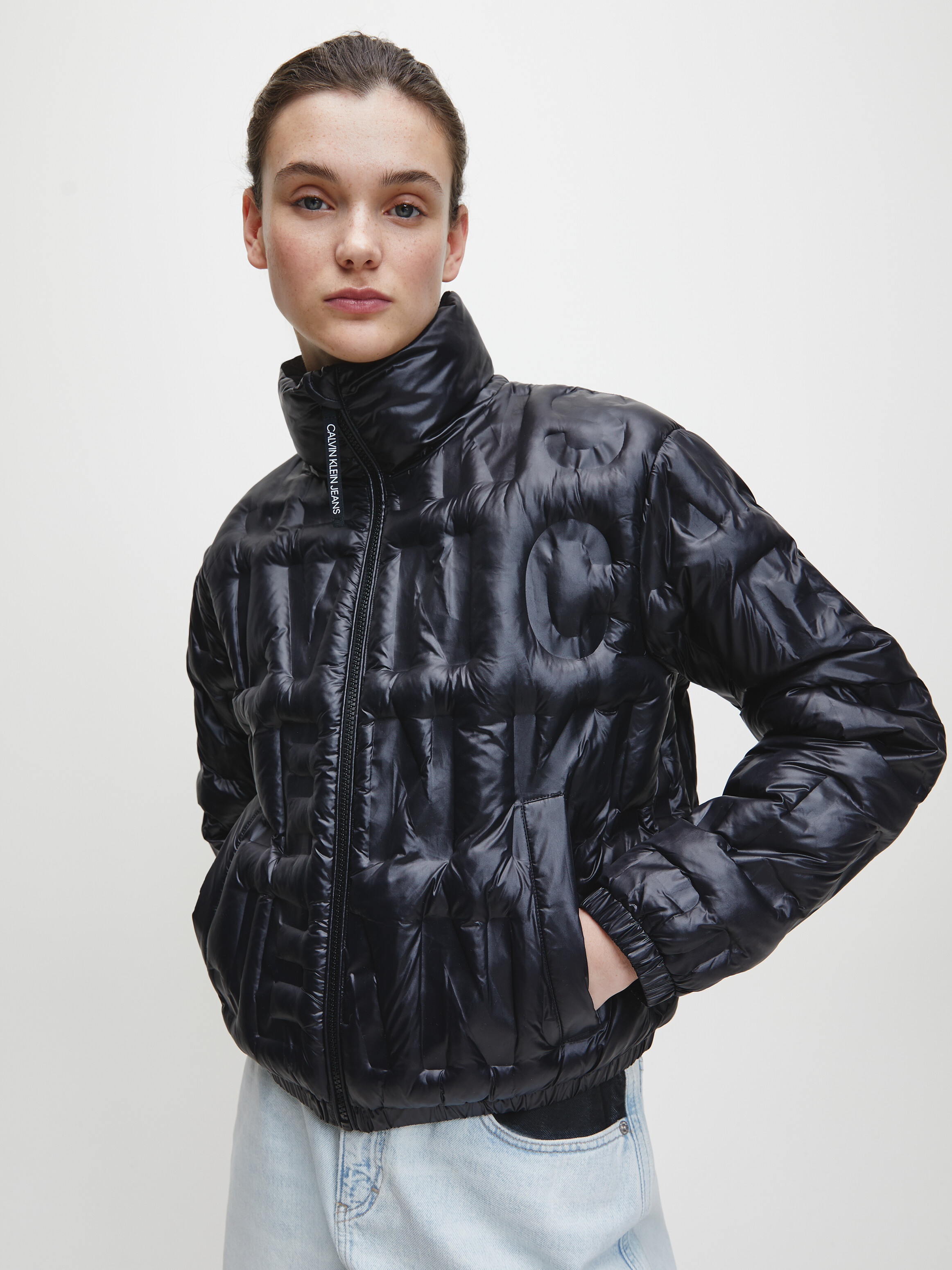 calvin klein glossy puffer jacket