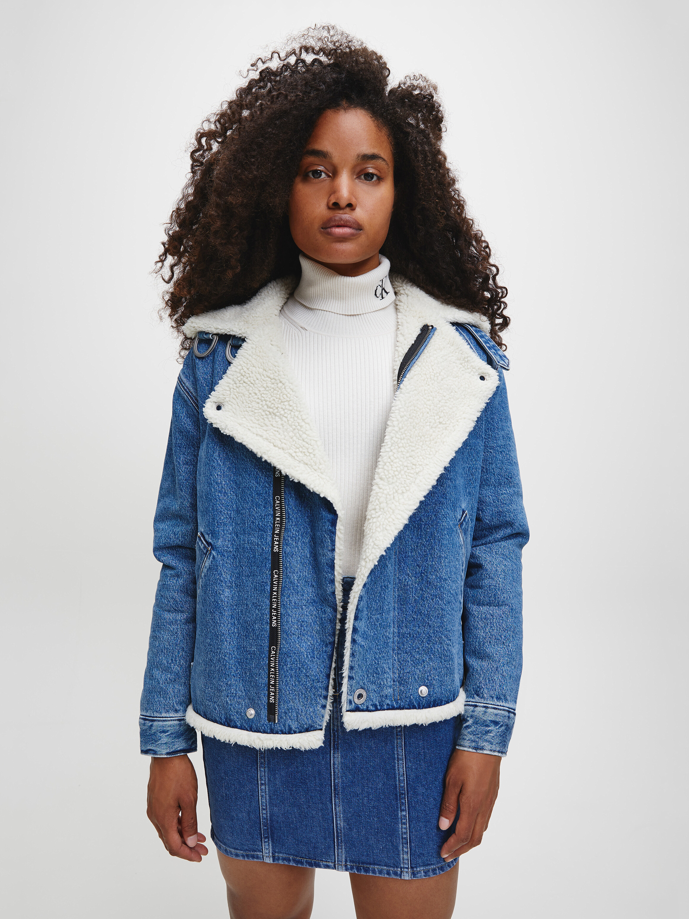 Faux sherpa sale denim jacket