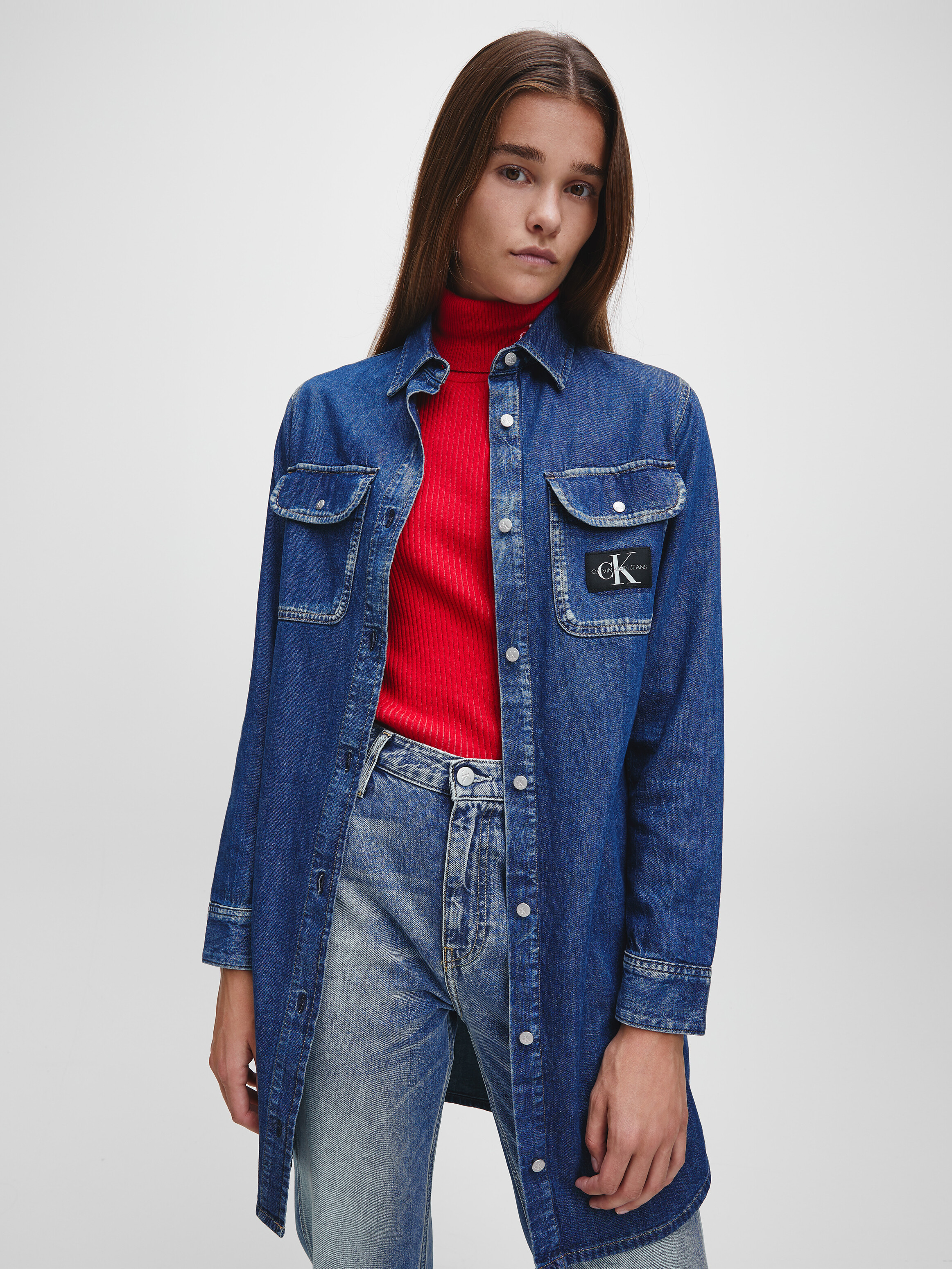 calvin klein denim shirt dress