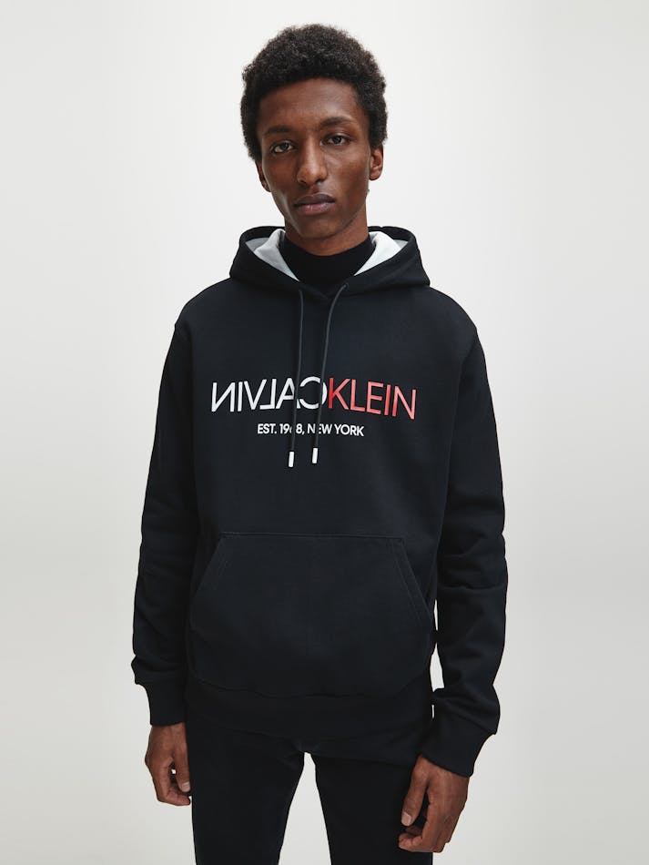 Calvin klein text reverse logo hoodie Clearance