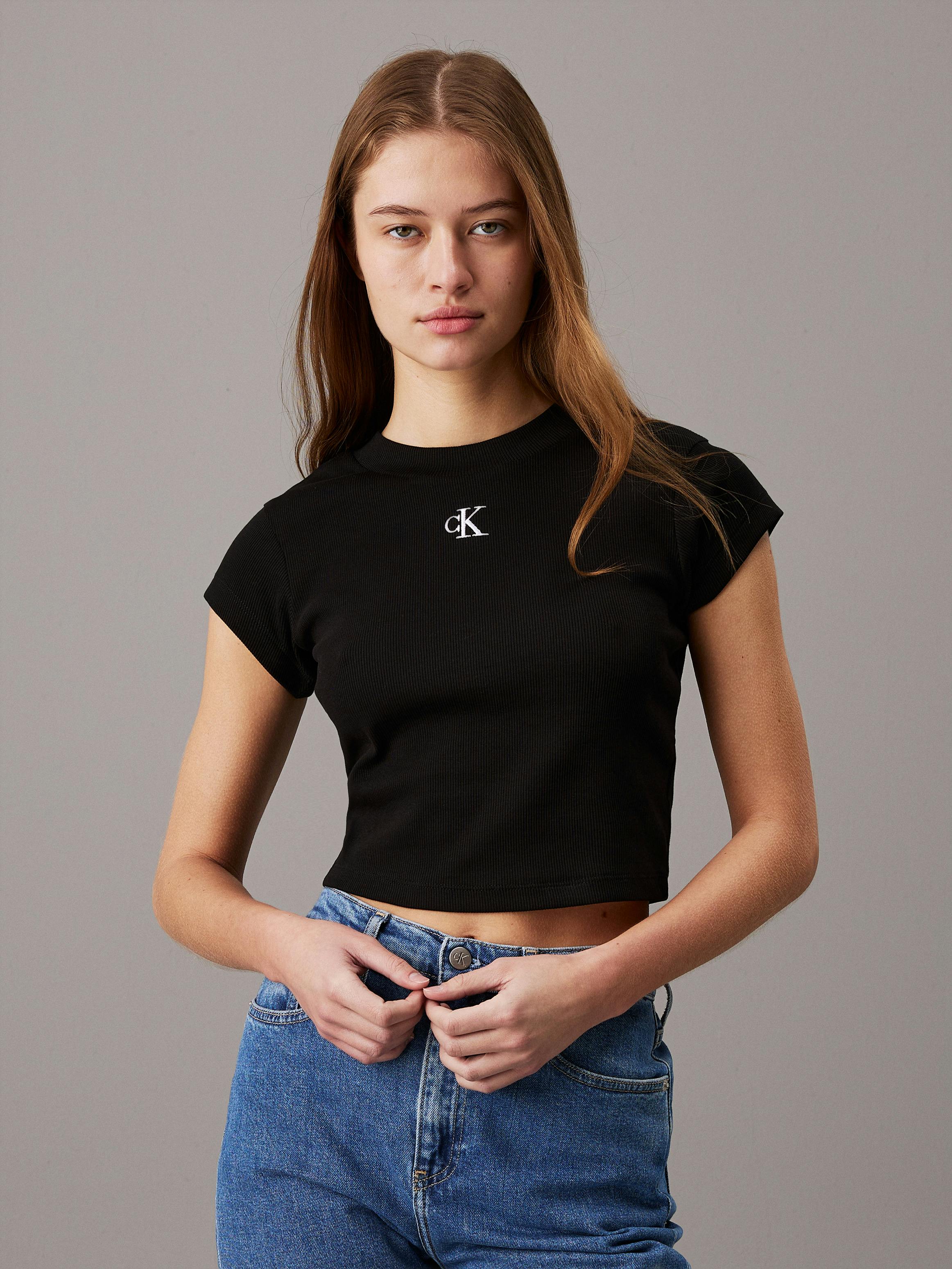 Slim Cropped Ribbed T-shirt Calvin Klein