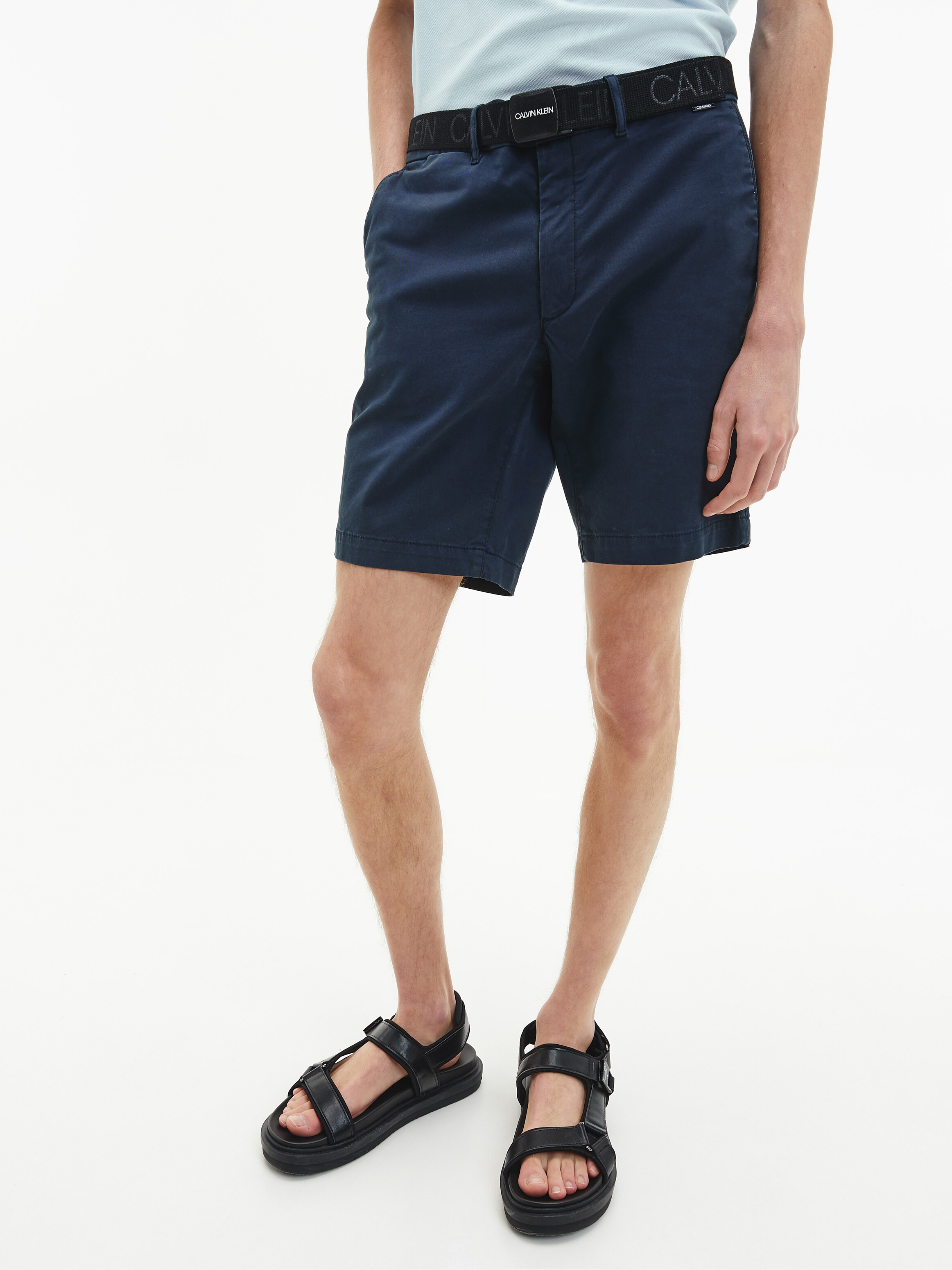 Slim Organic Cotton Belted Shorts | Shorts | Calvin Klein