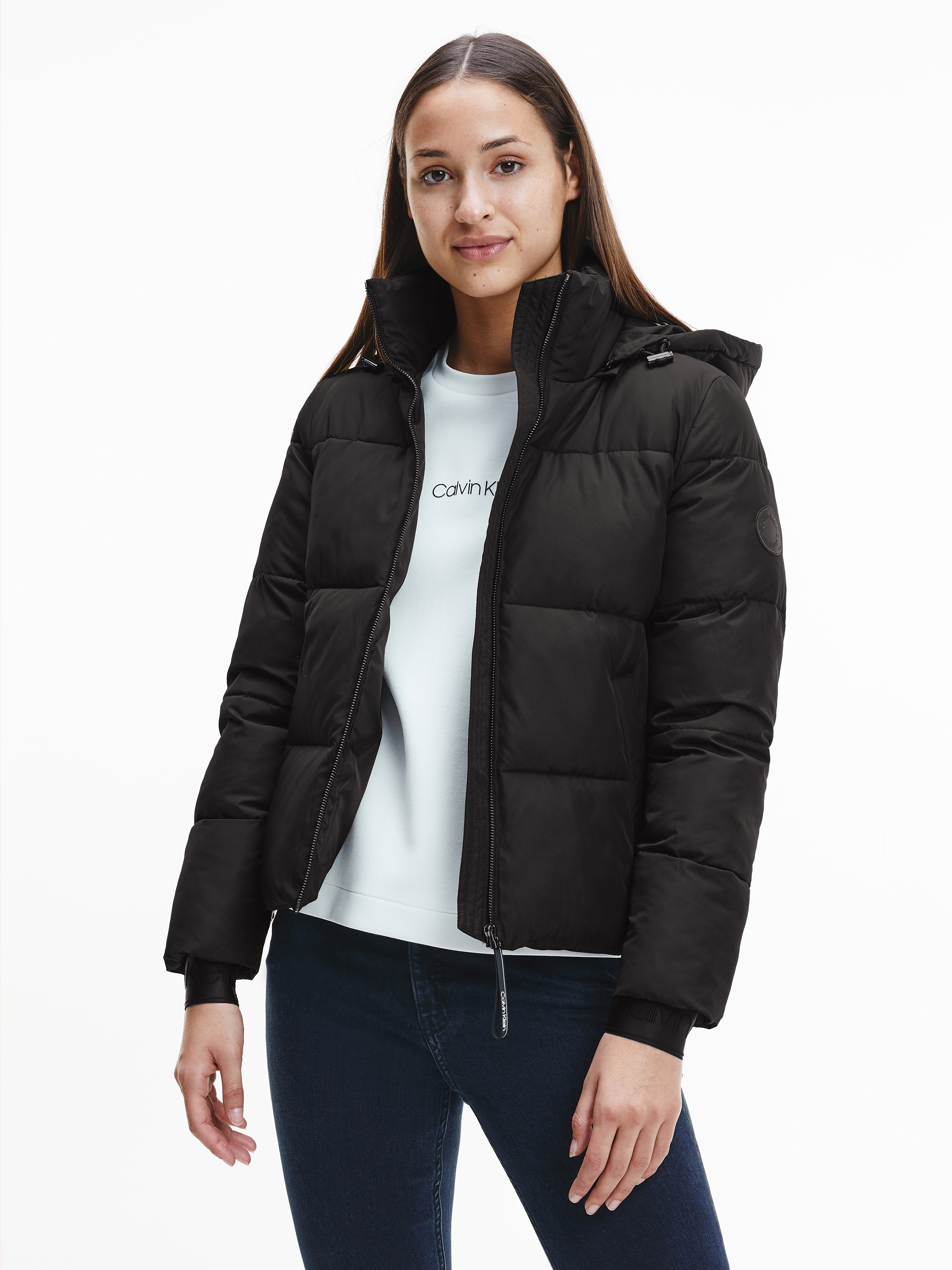 calvin klein stretch nylon puffer jacket