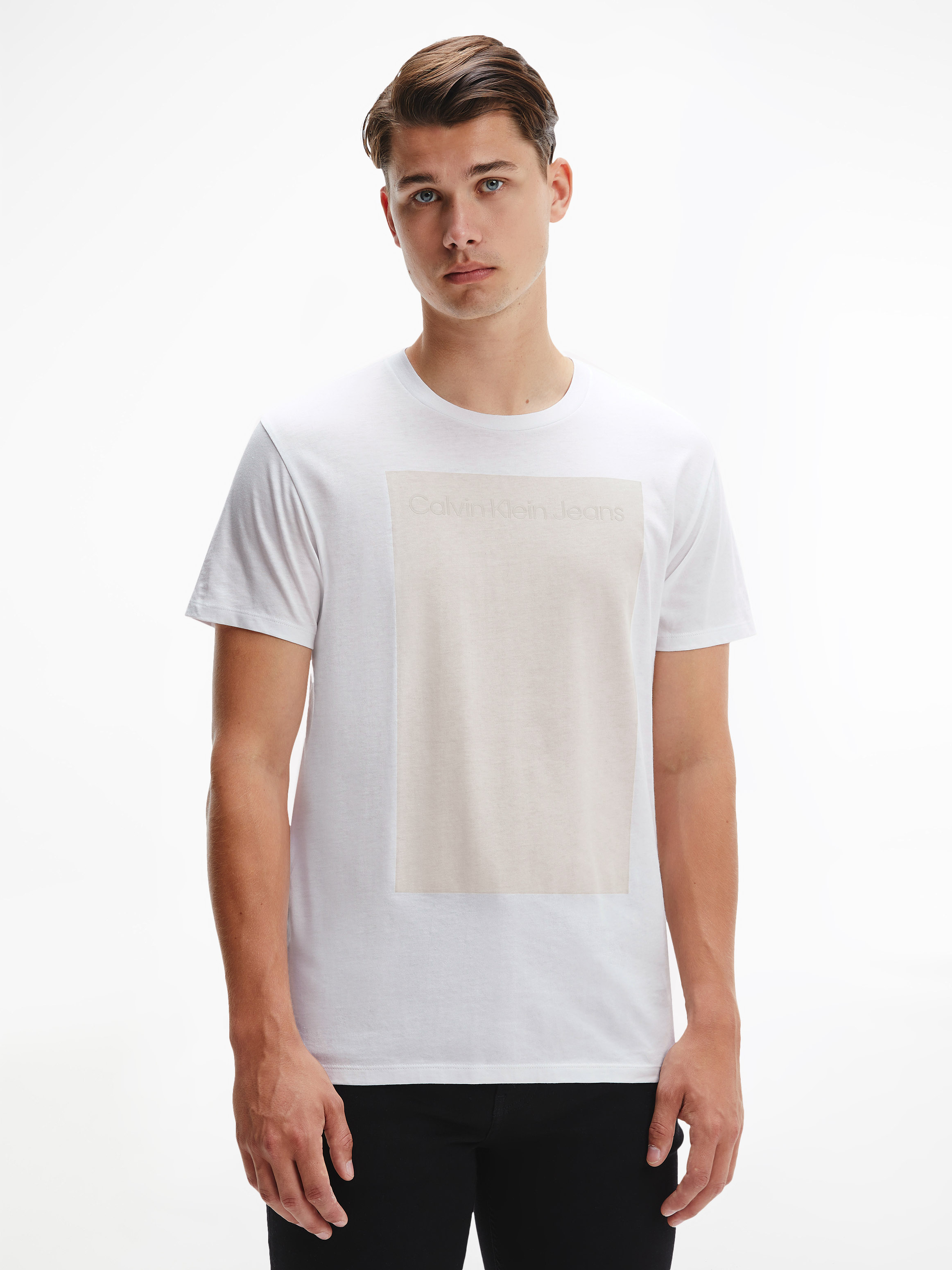 calvin klein block logo t shirt