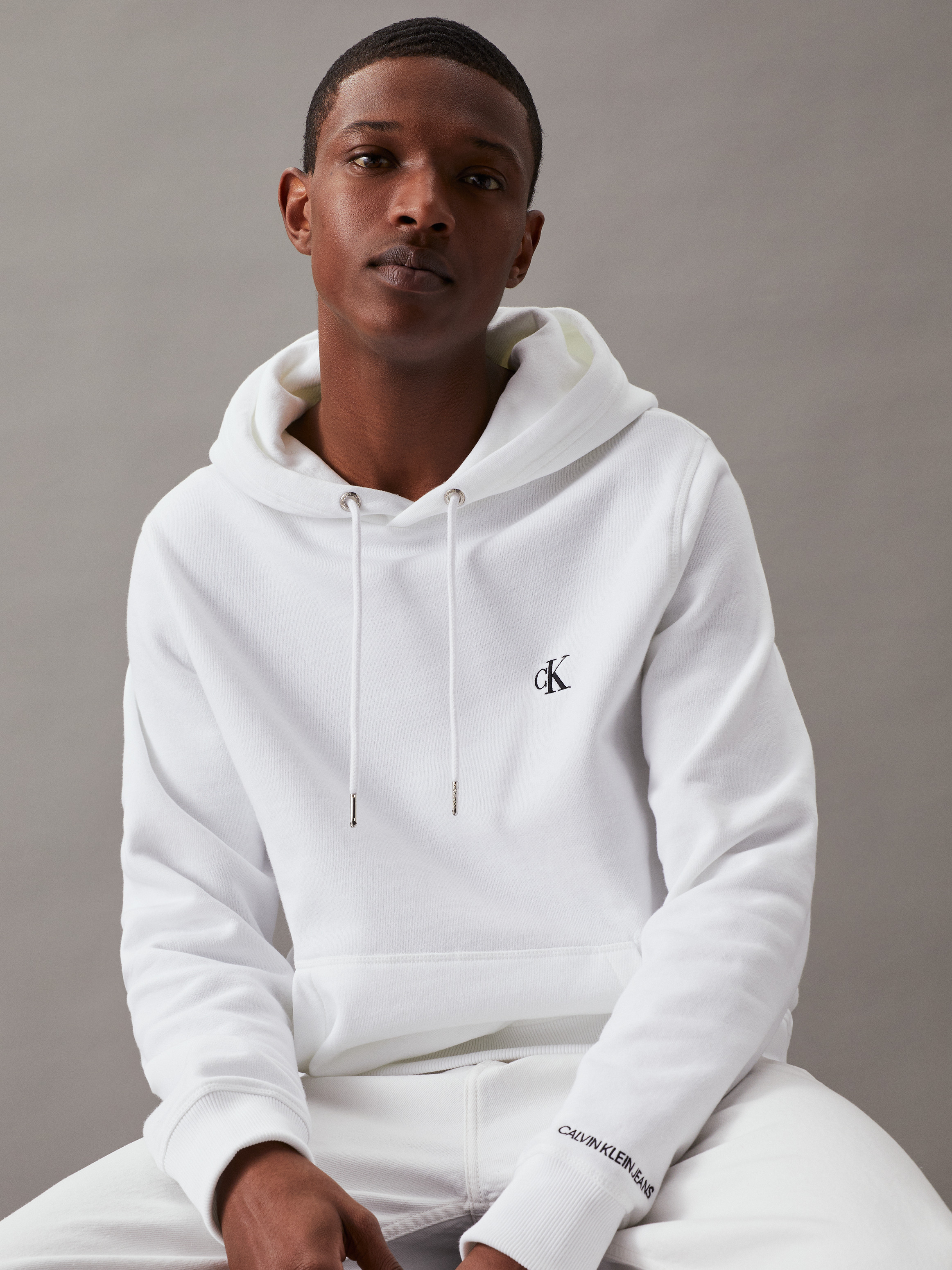 Fleece white hoodie sale