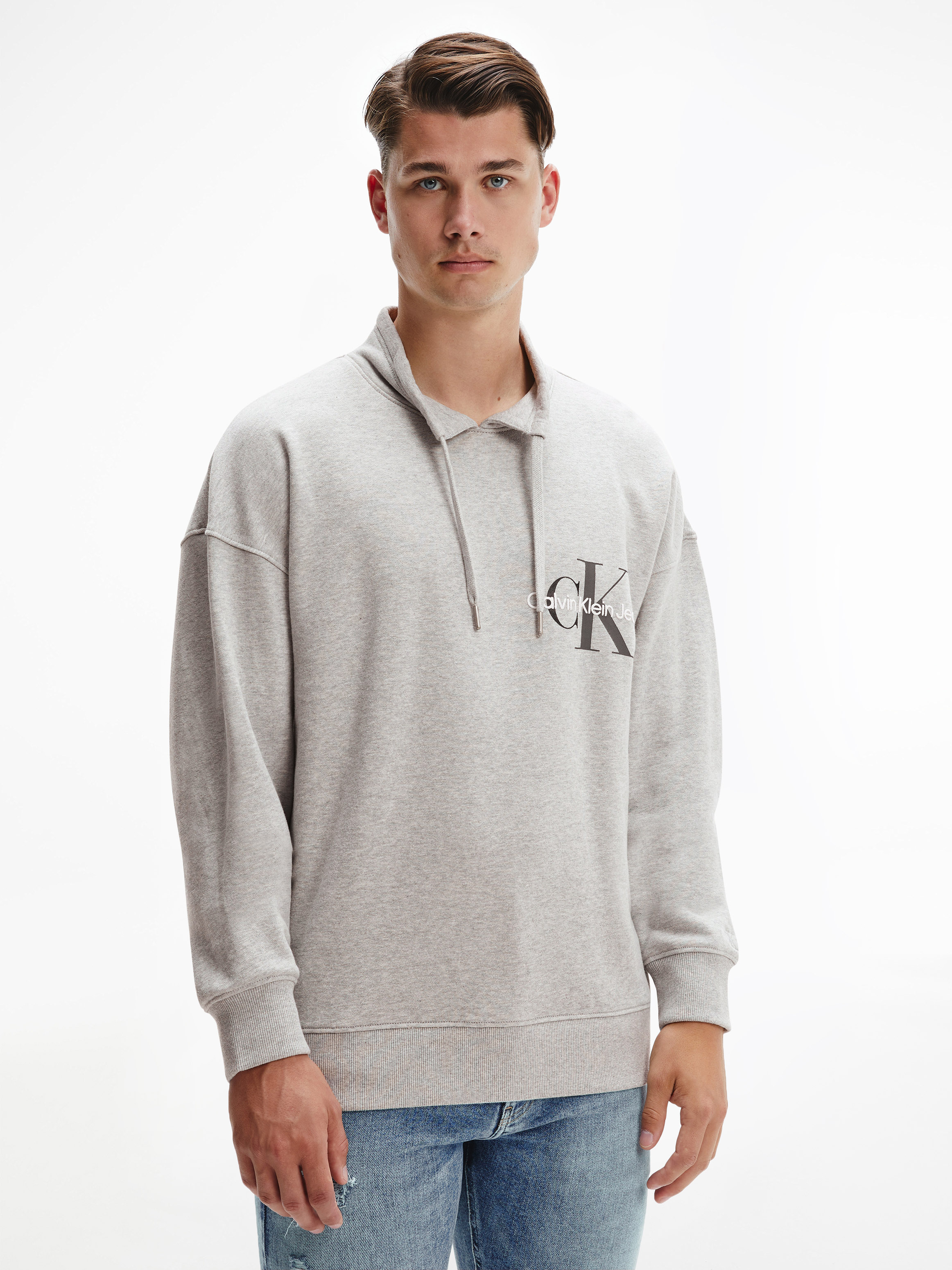 Grey calvin clearance klein hoodie mens