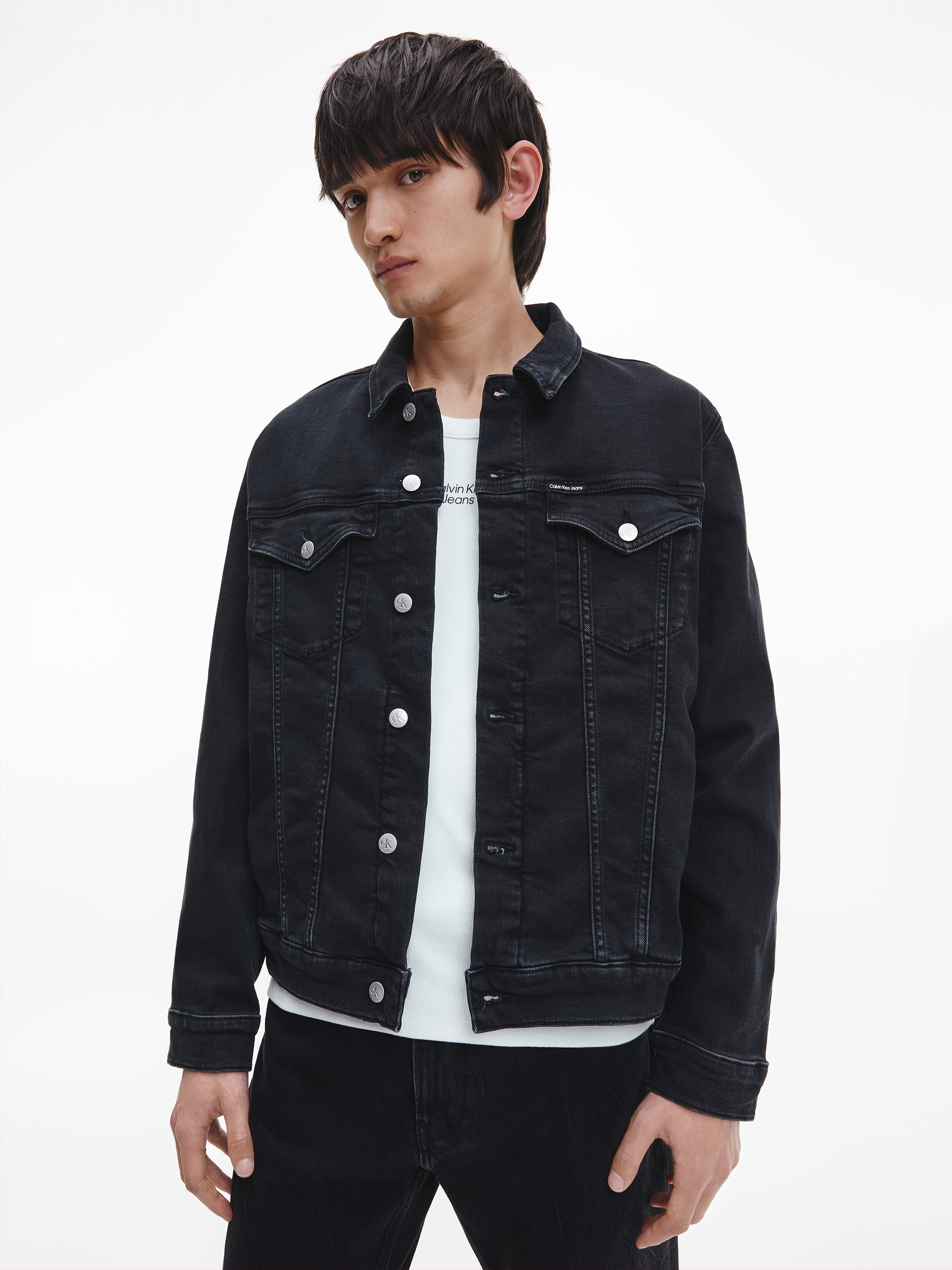 Calvin klein black deals denim jacket mens