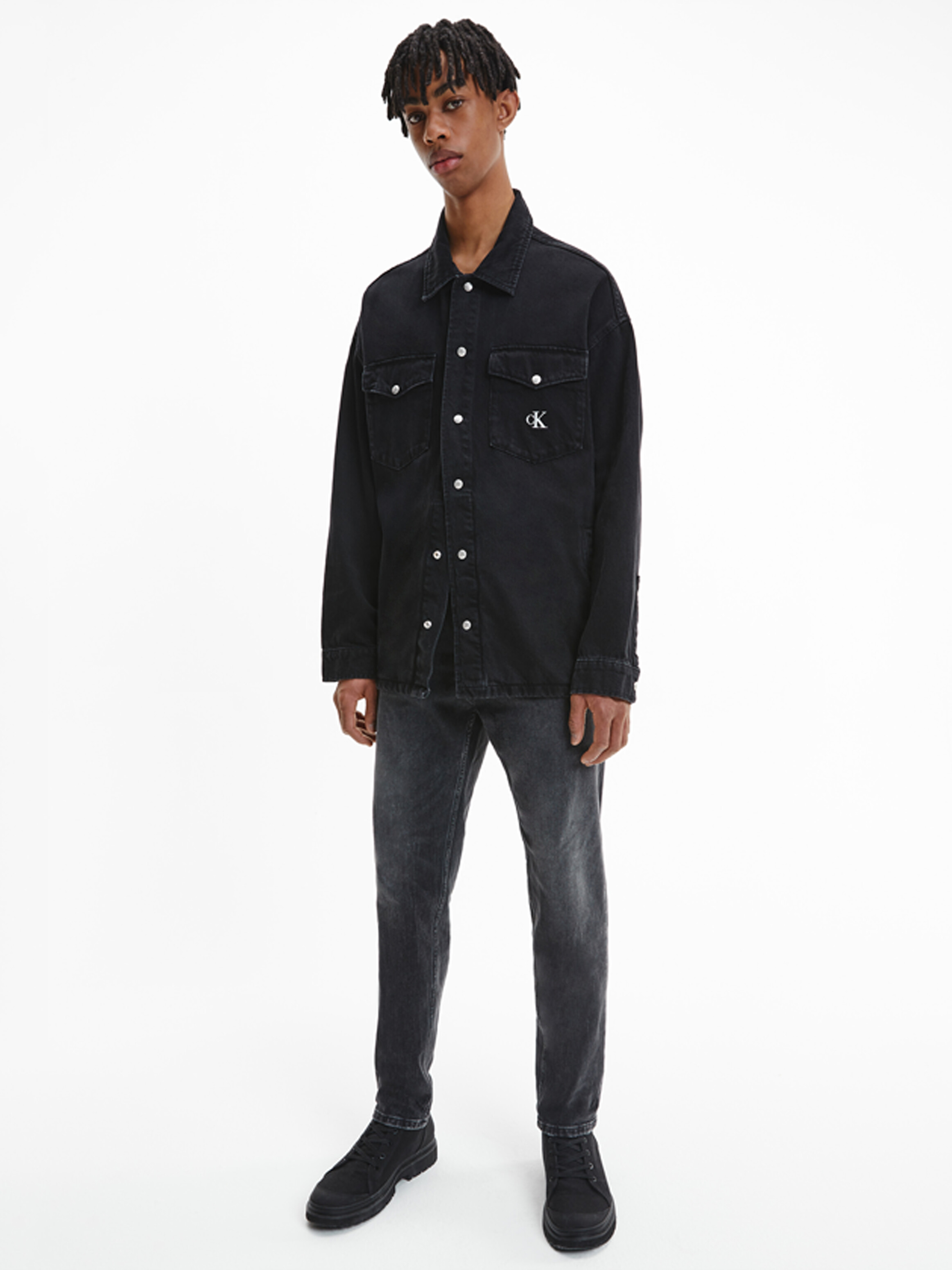 calvin klein denim shirt mens