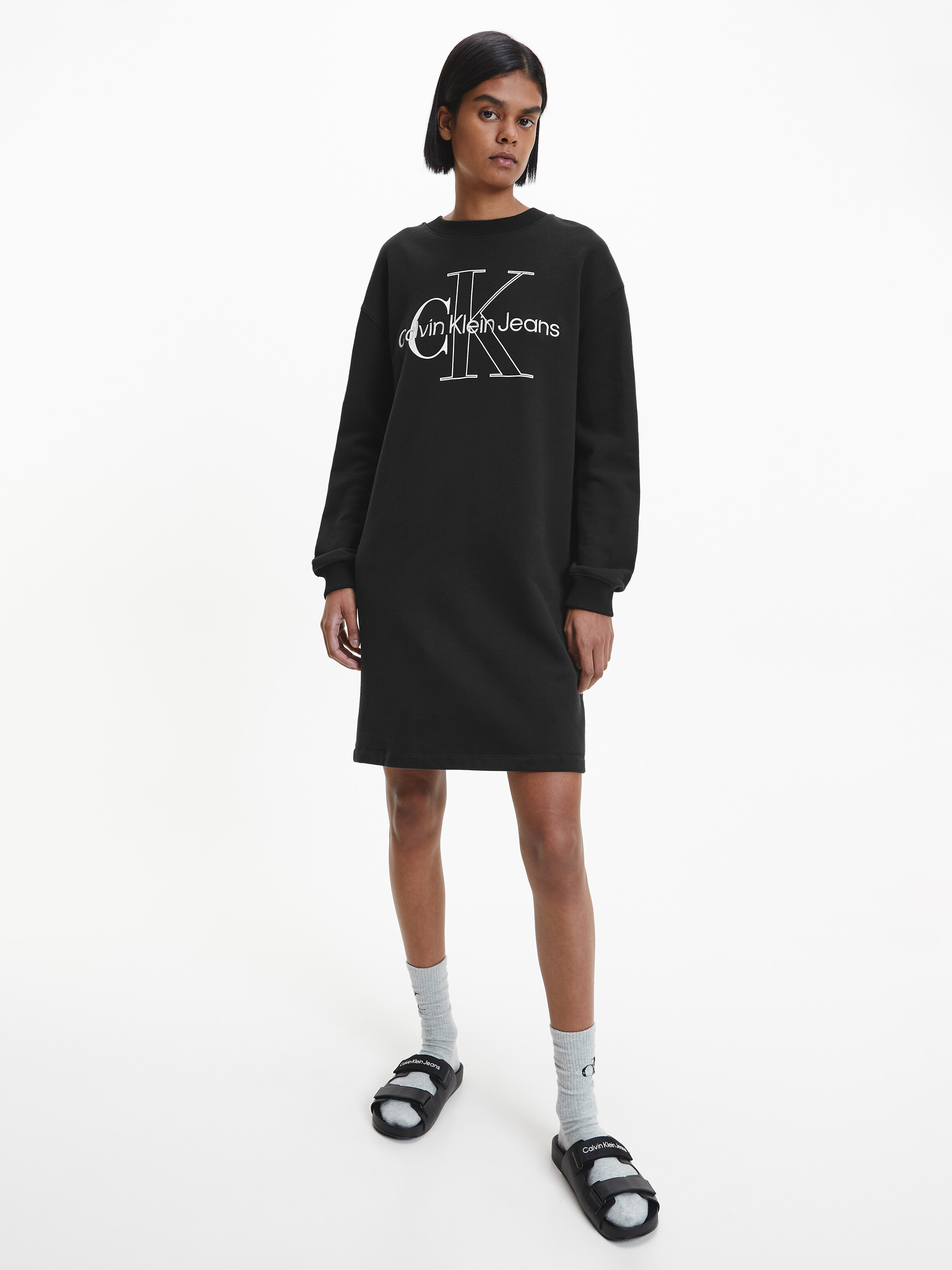 Calvin klein sweatshirt dress hotsell