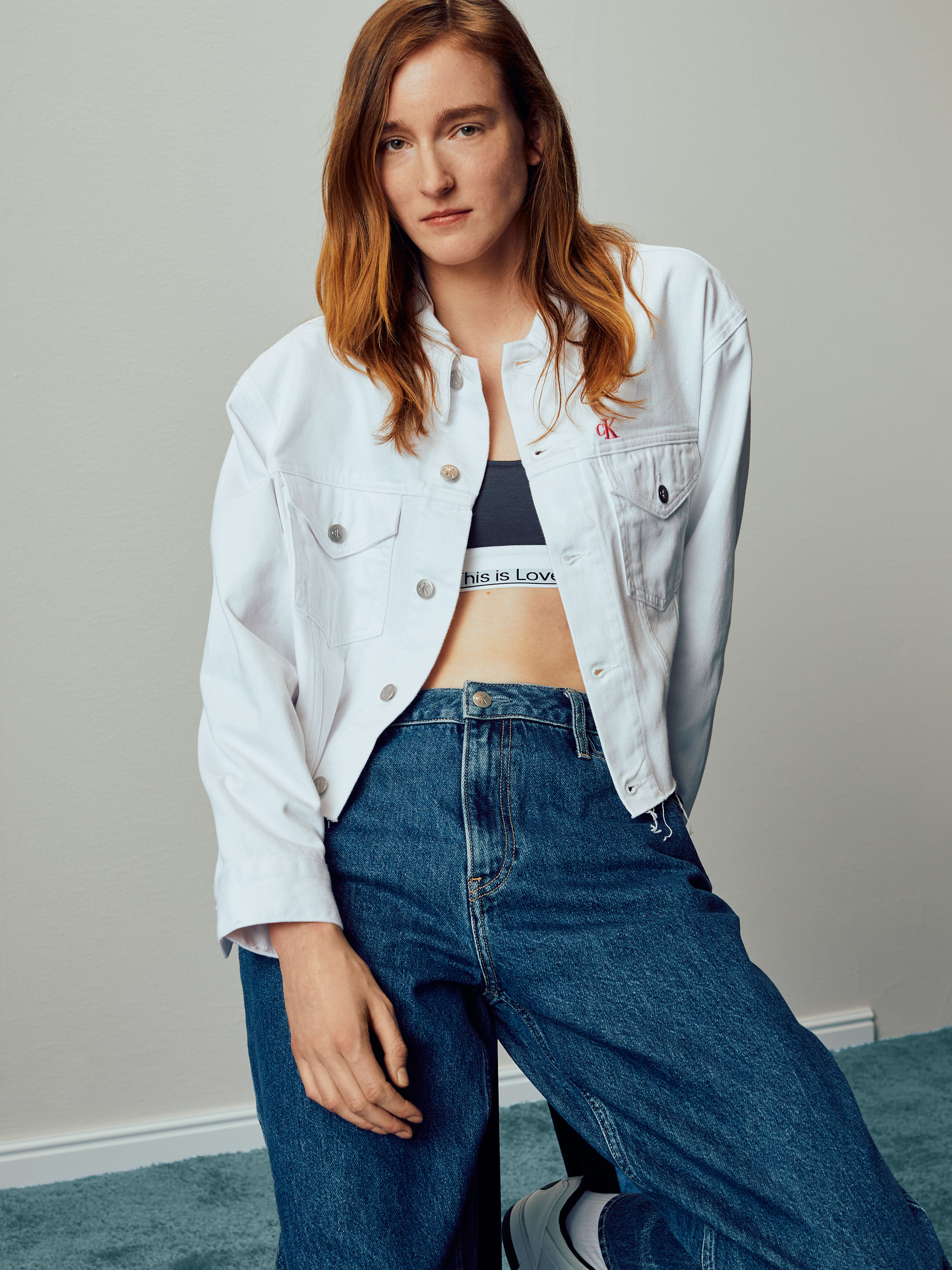 Cropped oversized jean clearance jacket