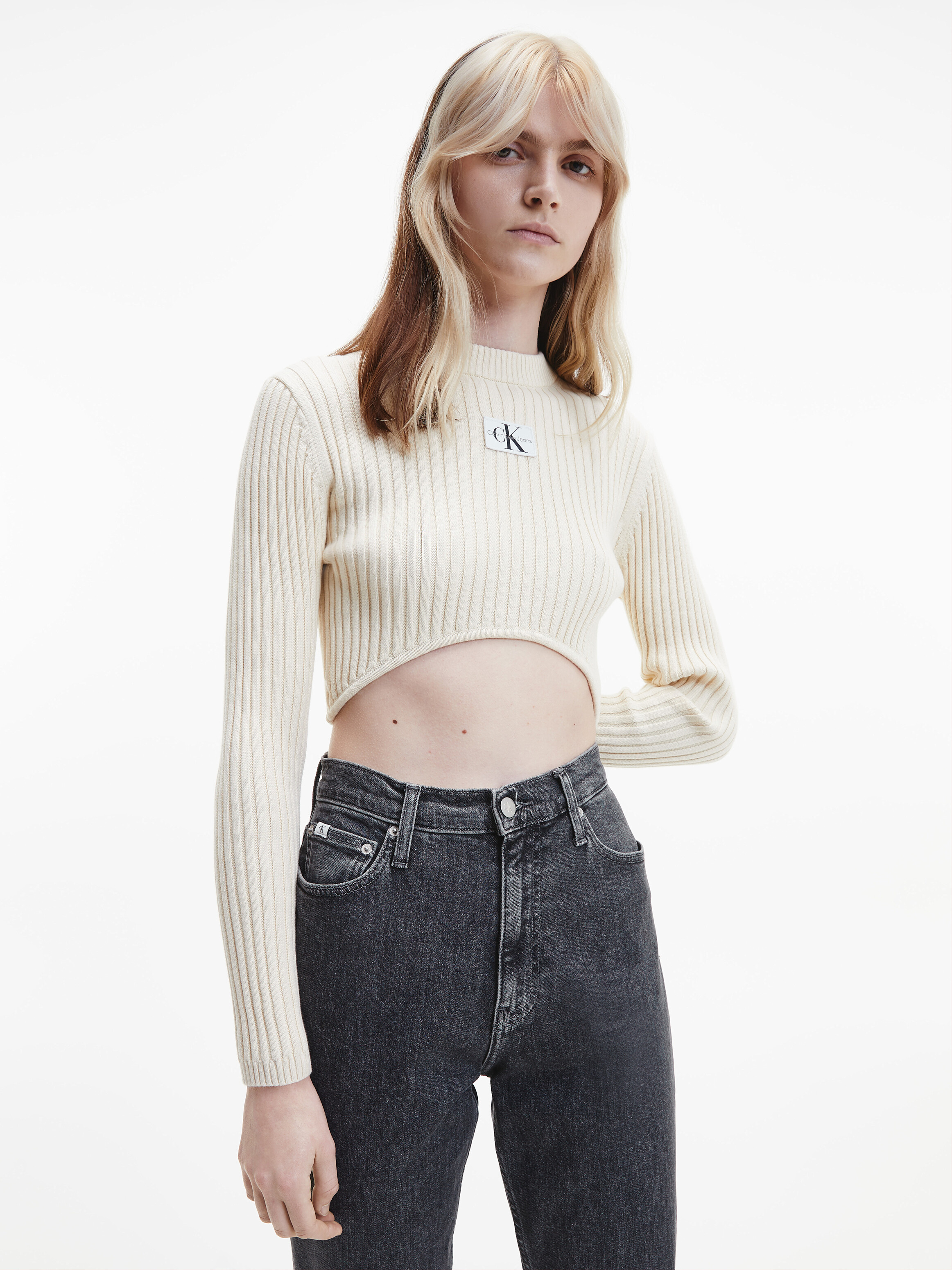 Grey crop top on sale jumper