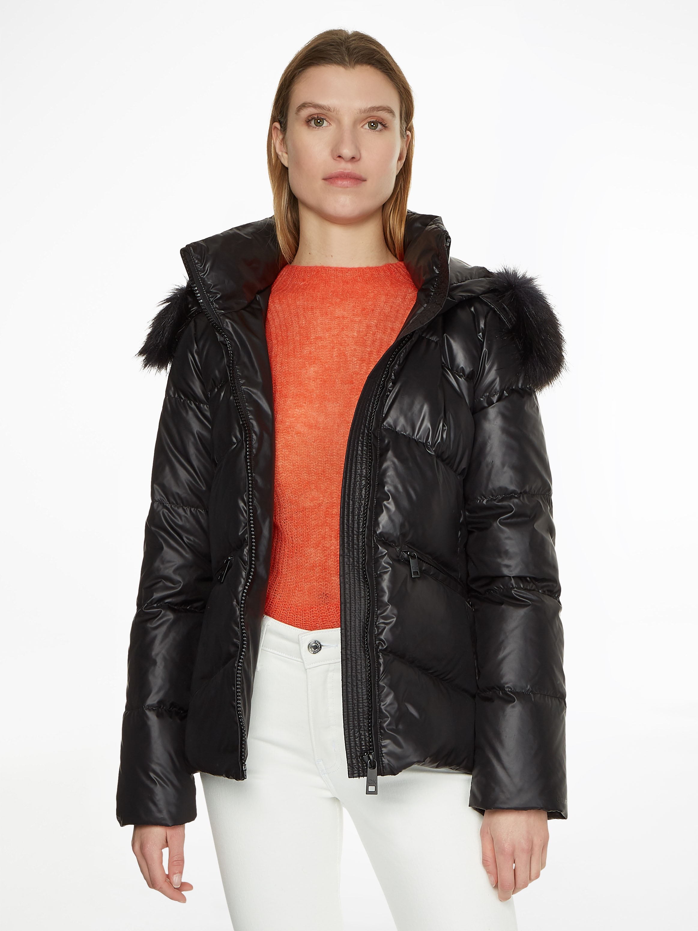 calvin klein wet look coat