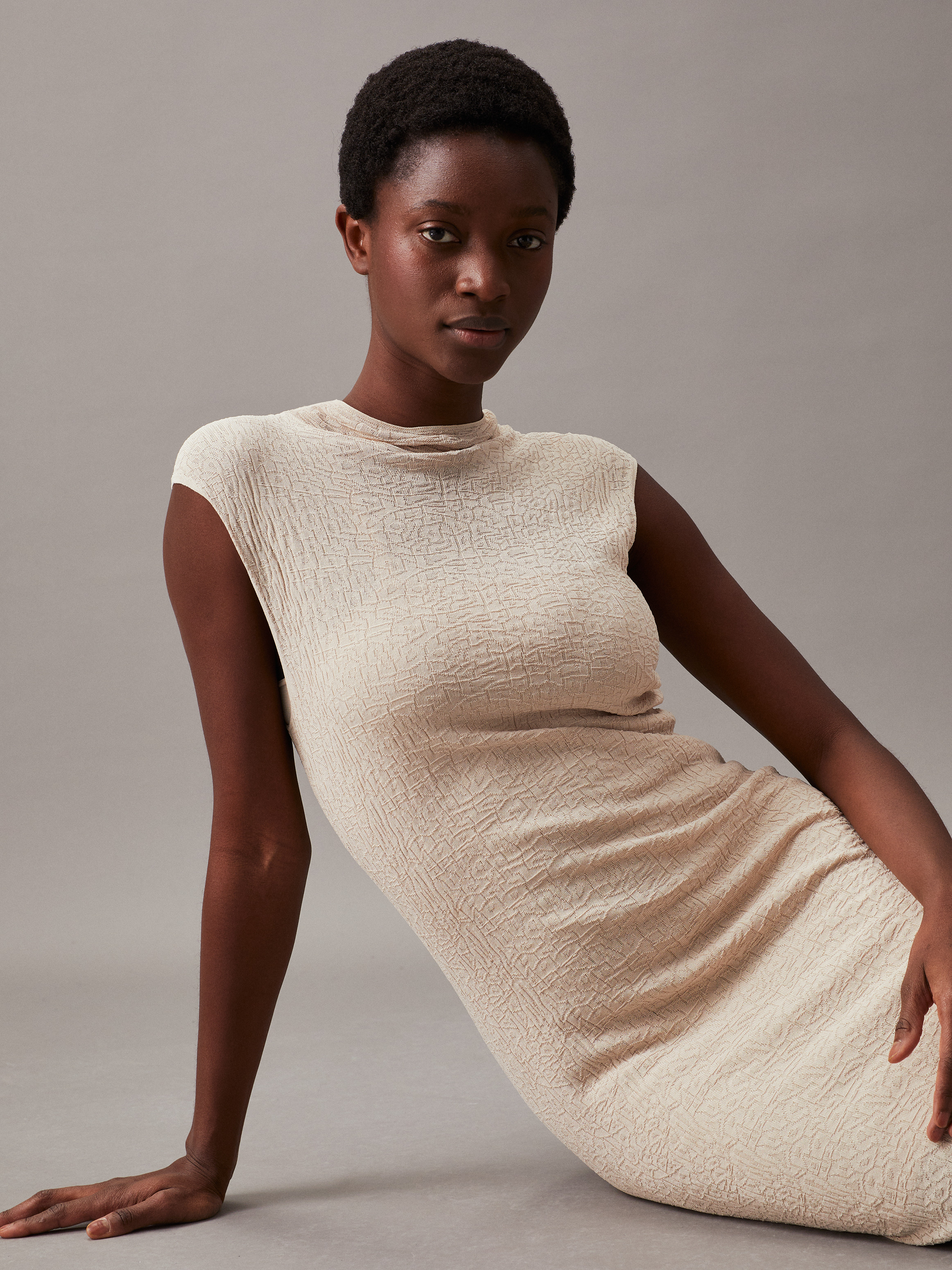 Slim Crinkle Viscose Shift Dress | Calvin Klein