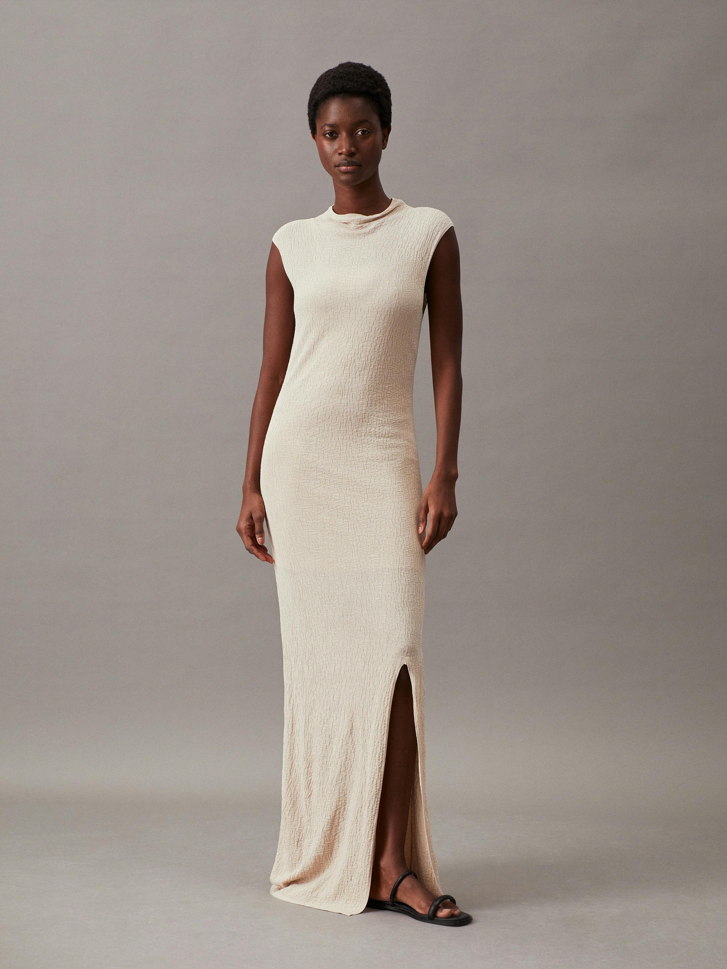 Slim Crinkle Viscose Shift Dress | Calvin Klein
