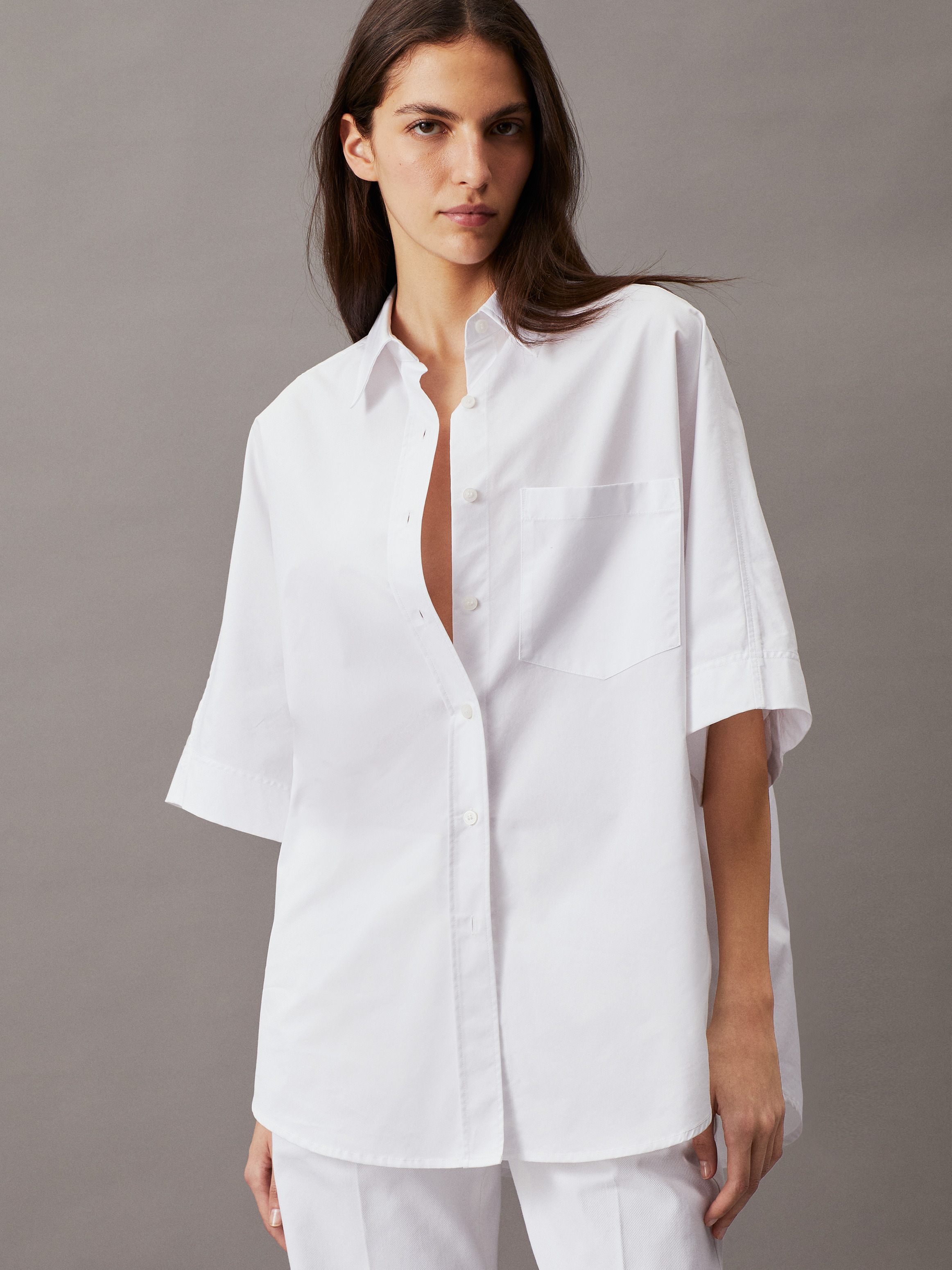 売れ筋商品|||アンクライン カットソー トップス レディース Women's Collared Button-Front Shirt White Dove A14567_0PCAL_100_A.jpg
