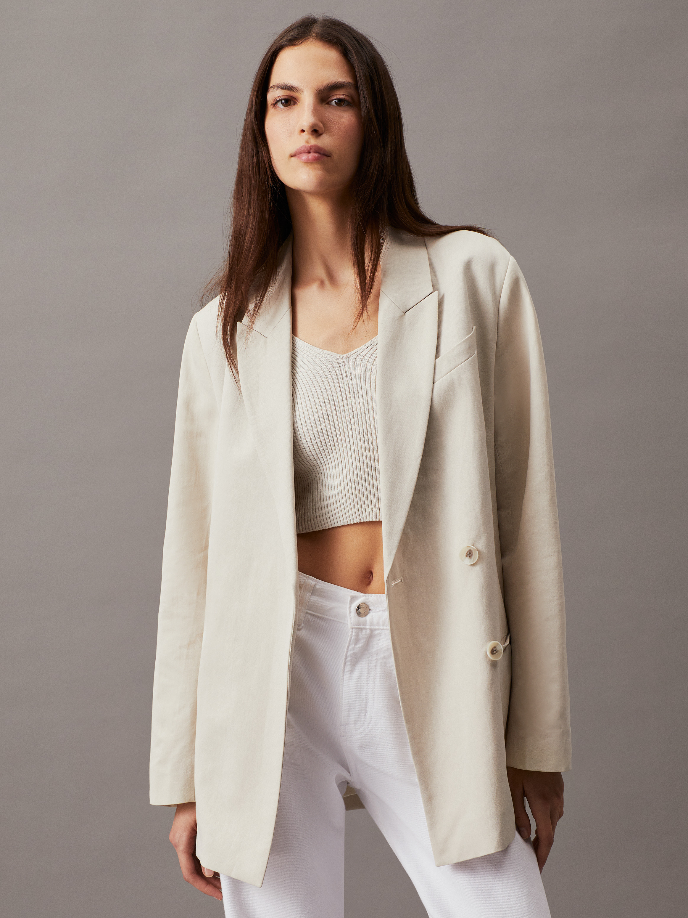 Oversized Linen Tailored Blazer Calvin Klein