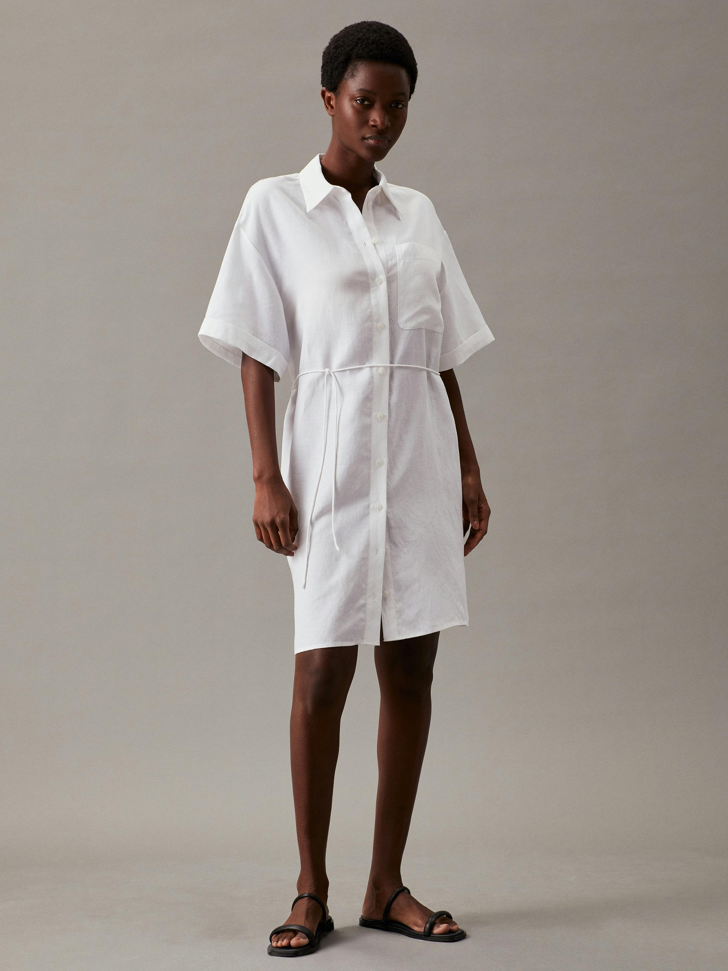chinese dress ladies Mixed Linen Dress – isobel & cleo main image 1