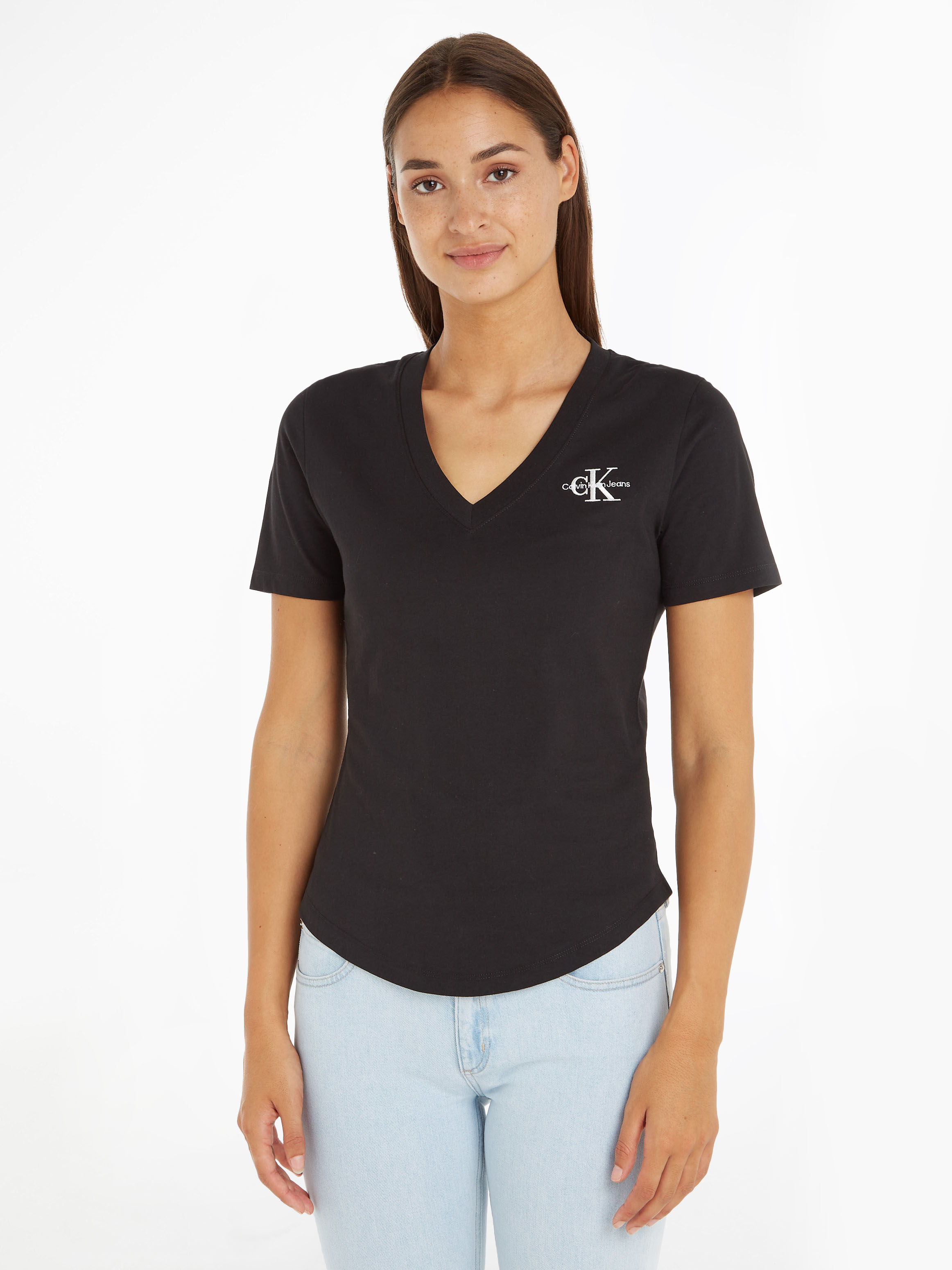 Calvin klein black v deals neck t shirt