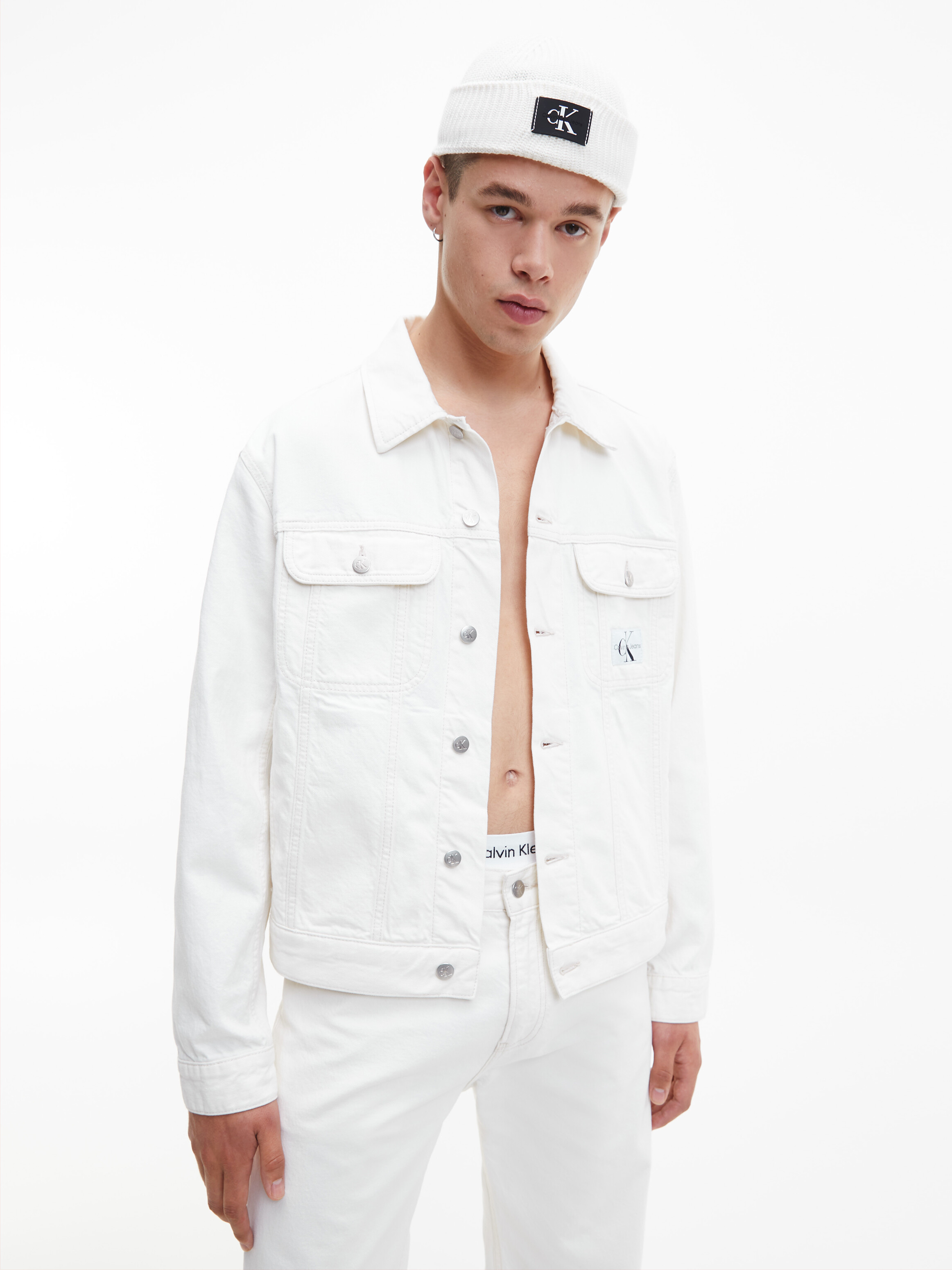 Calvin klein white jean on sale jacket