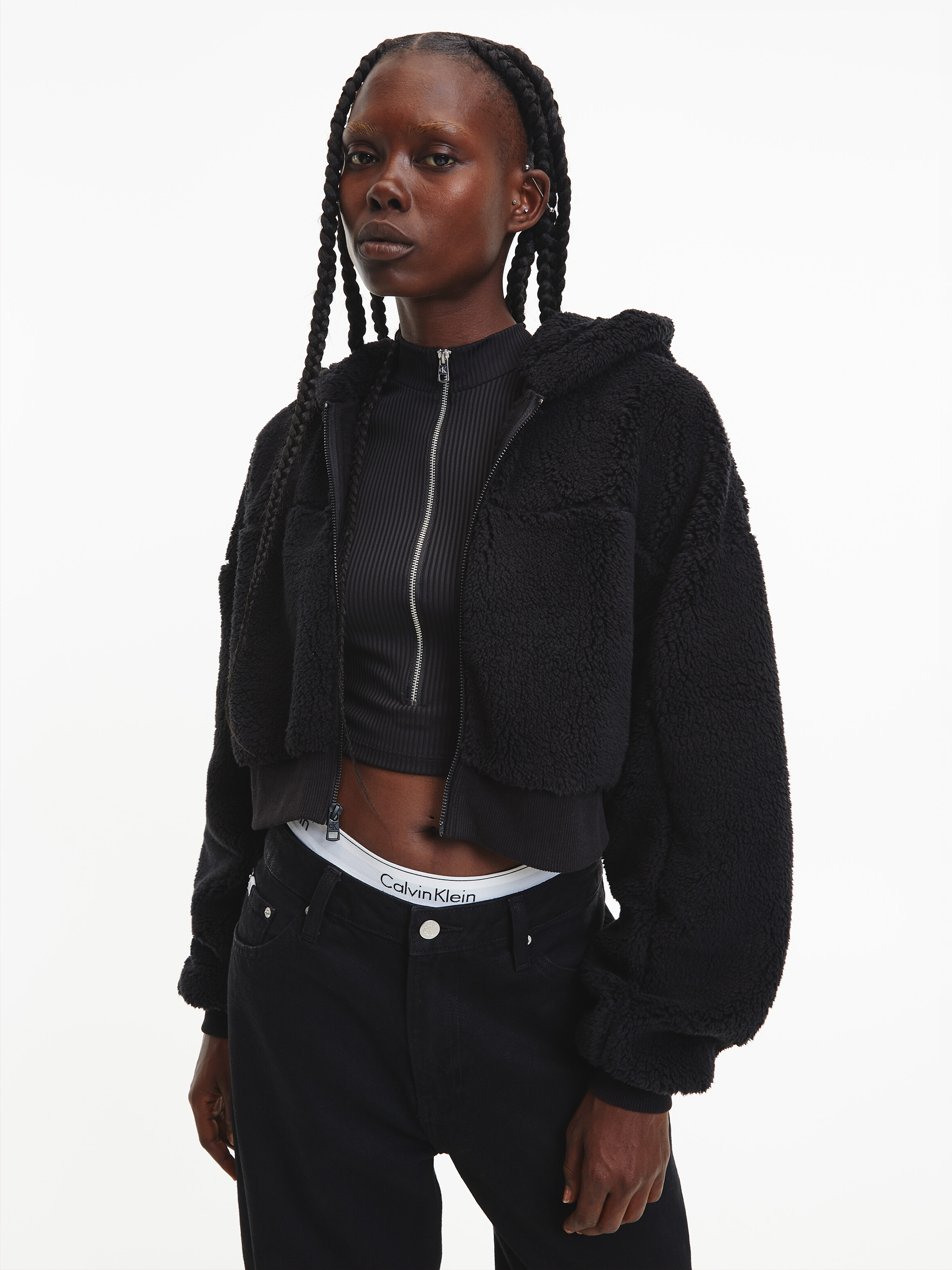 Cropped sherpa clearance hoodie