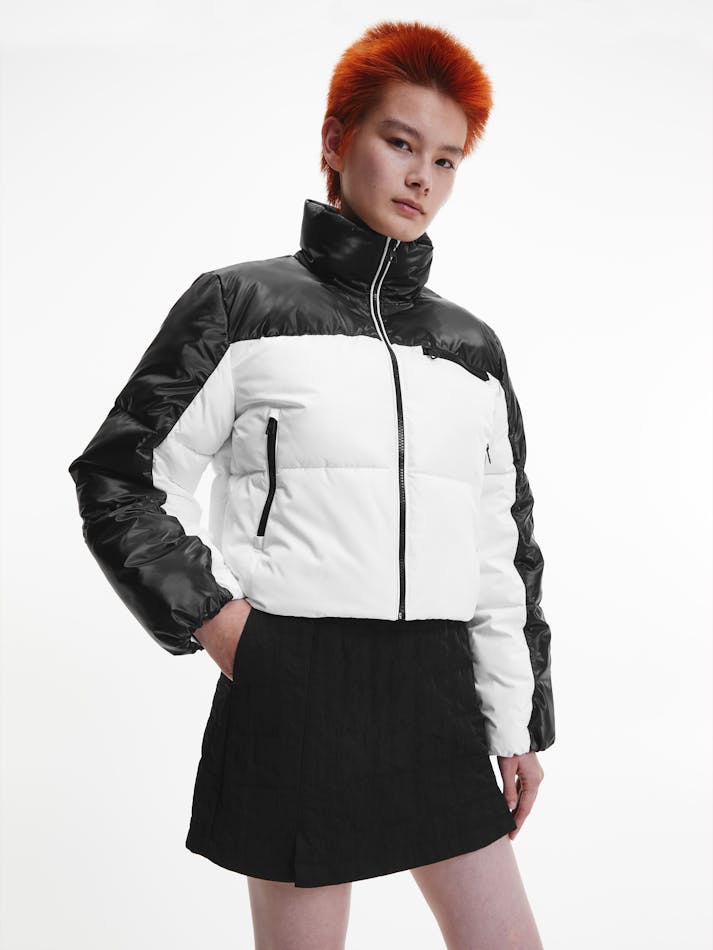 Calvin klein black and white puffer jacket Clearance