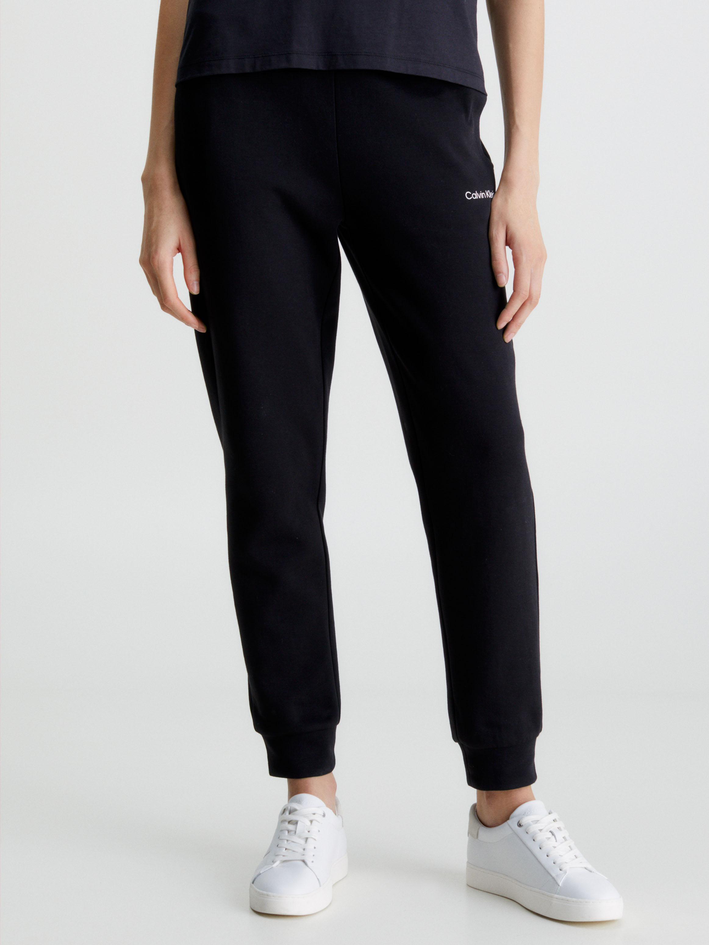 Buy Calvin Klein Women Black Mid Rise Brand Tape Wide Leg Track Pant -  NNNOW.com