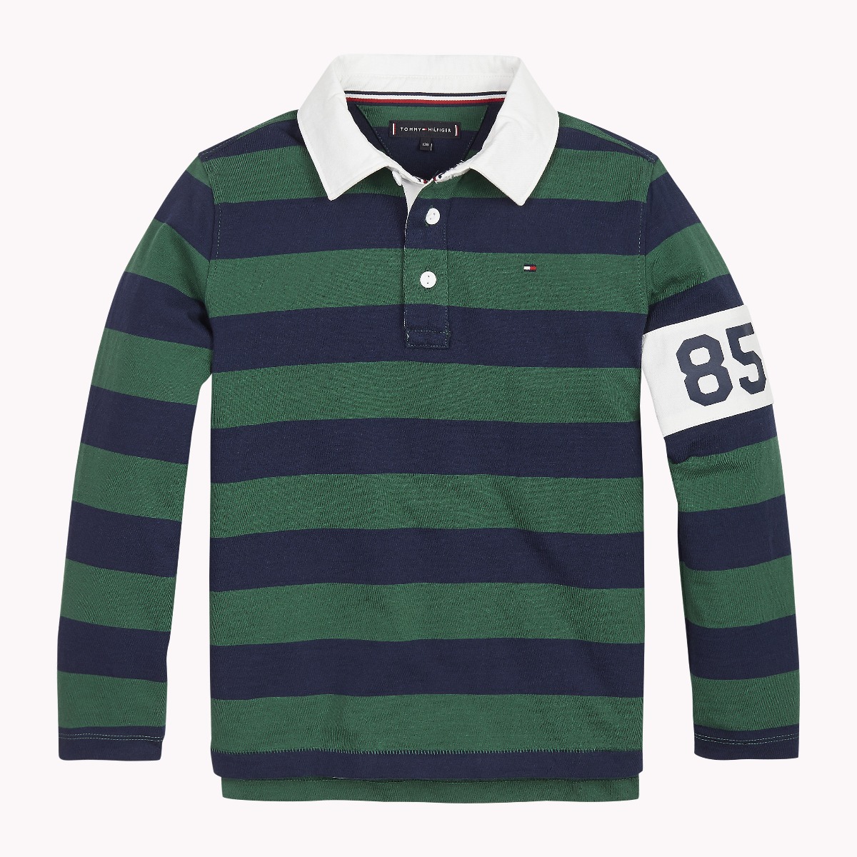Boys 3-7 Stripe Crest Rugby Shirt, Green | Tops & T-Shirts
