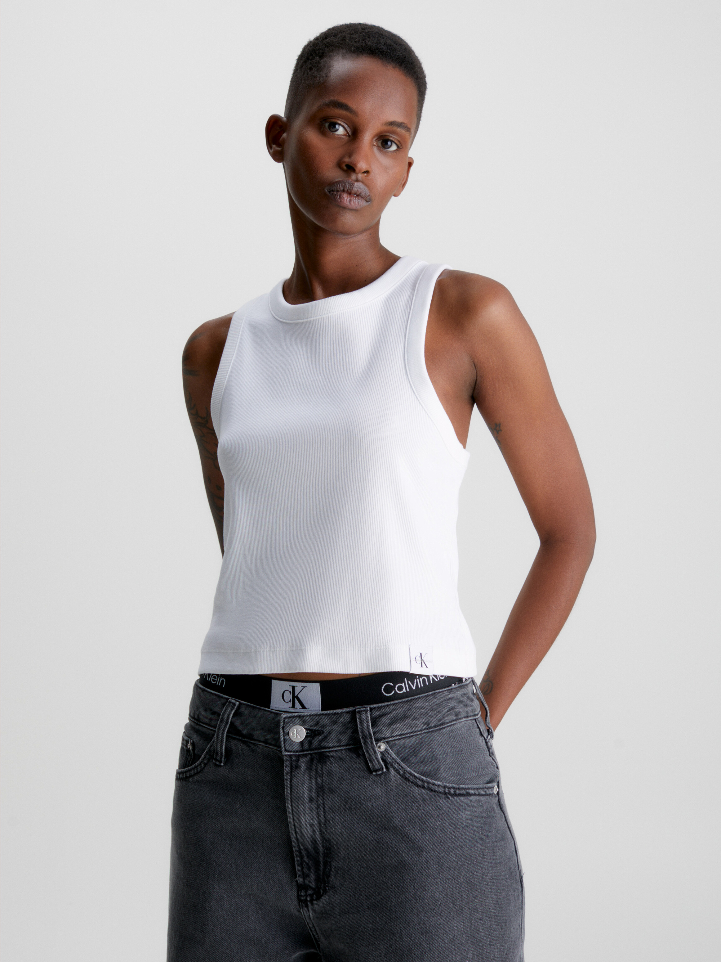 Calvin klein women's deals ribbed tank tops