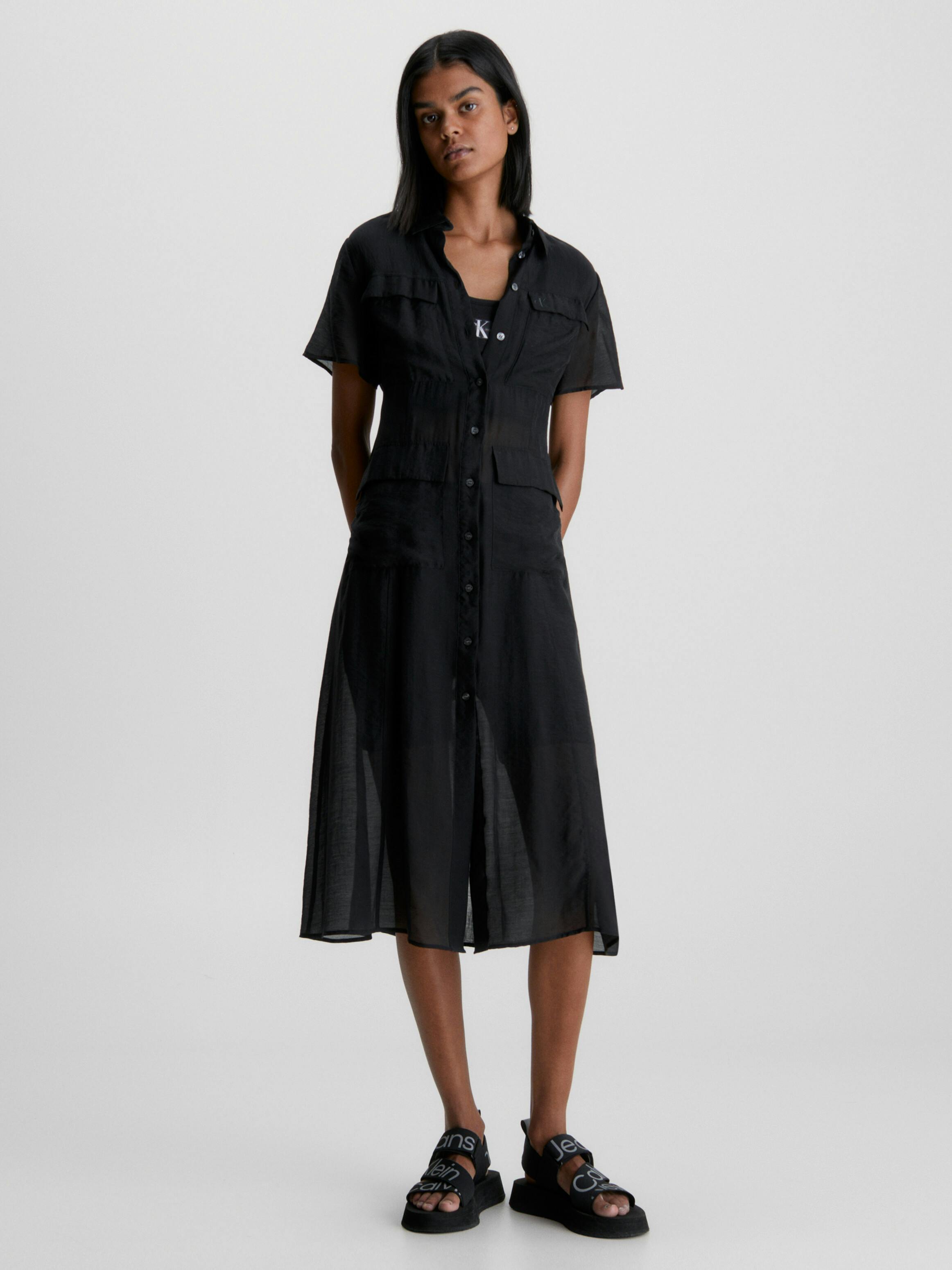 calvin klein sheer midi dress Nensi Dojaka X Calvin Klein Sheer Midi Dress In Brown