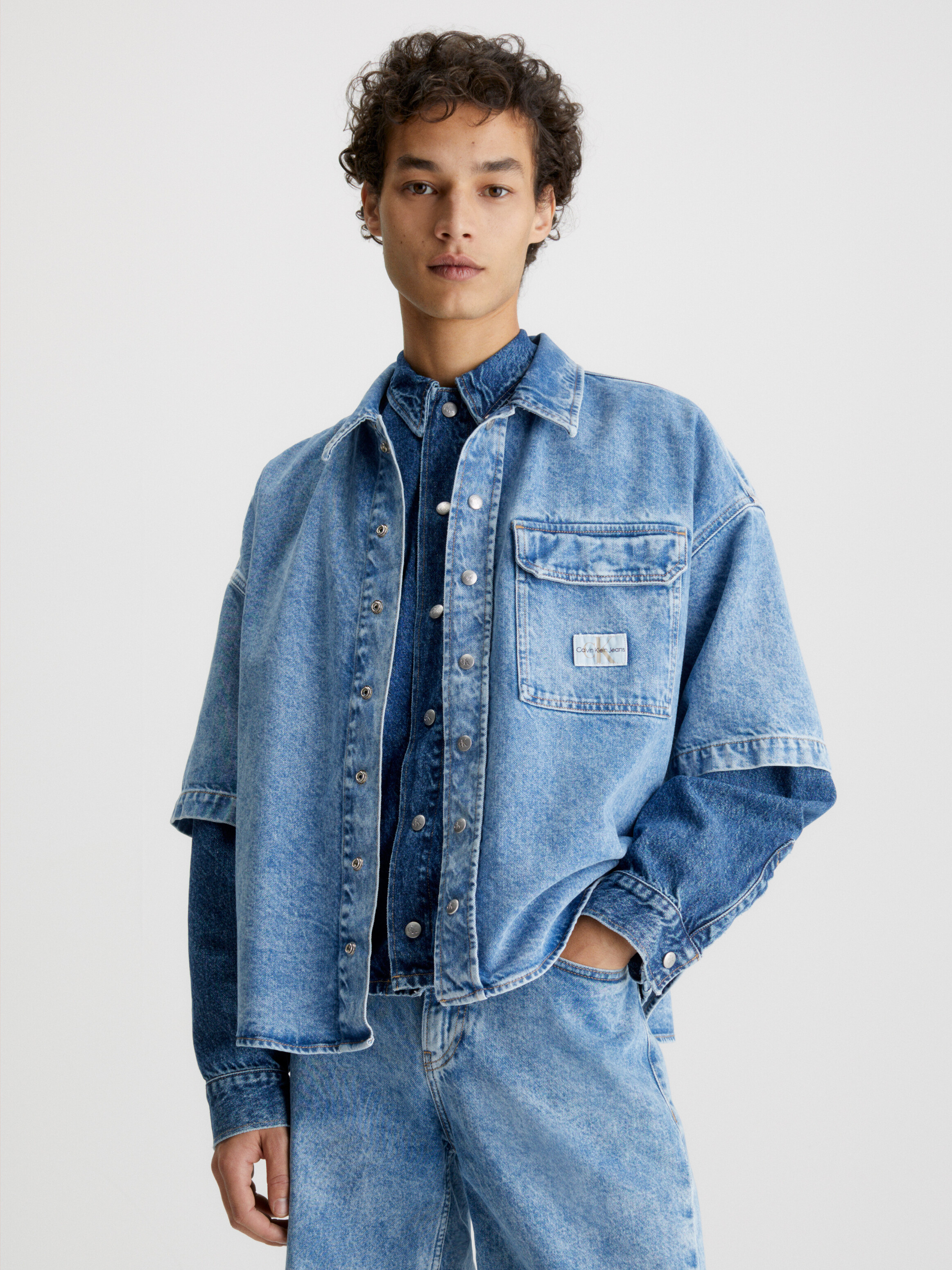 Short sleeve shop denim shirt h