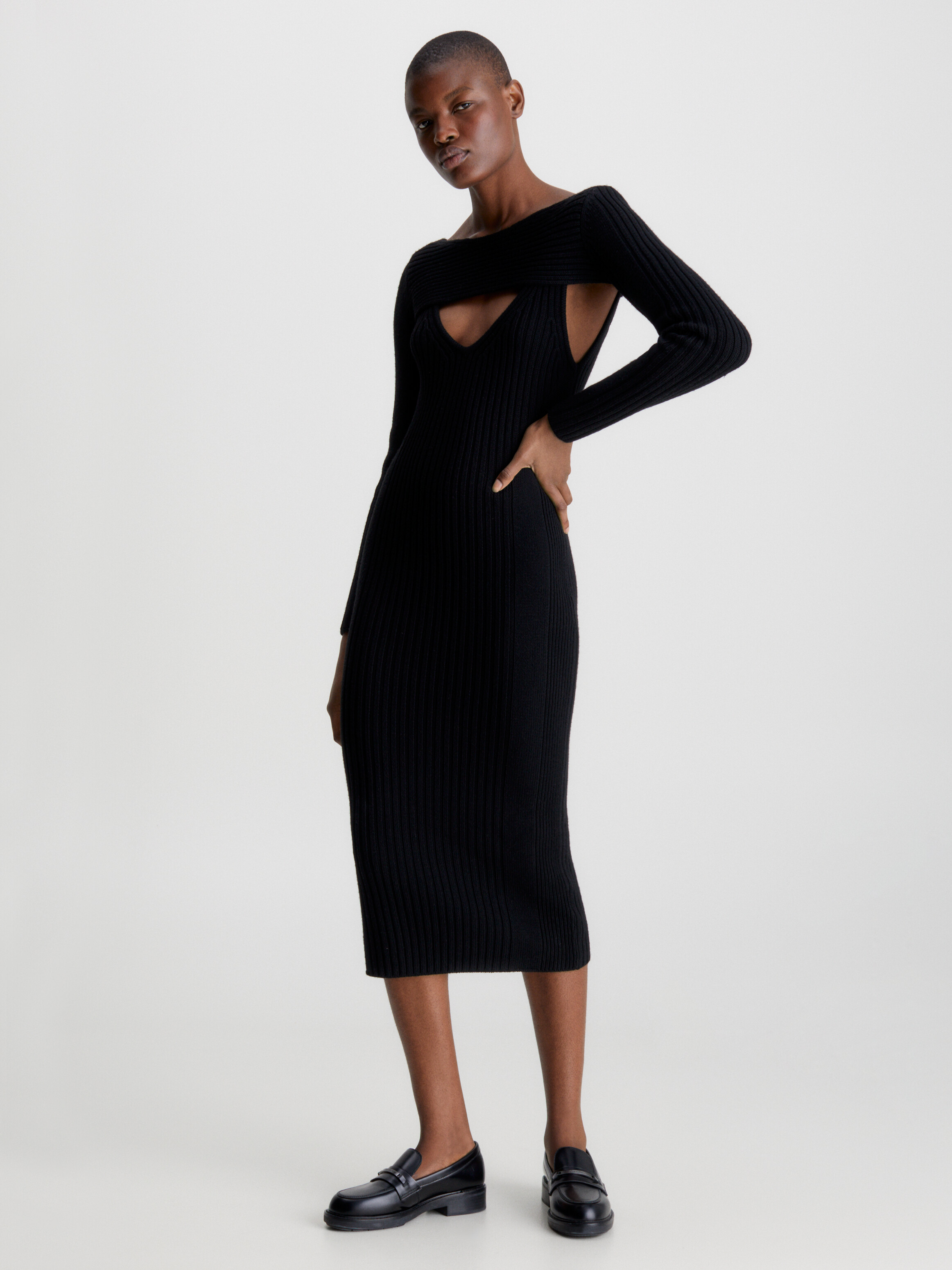 Slim Wool Layered Knit Dress | Calvin Klein