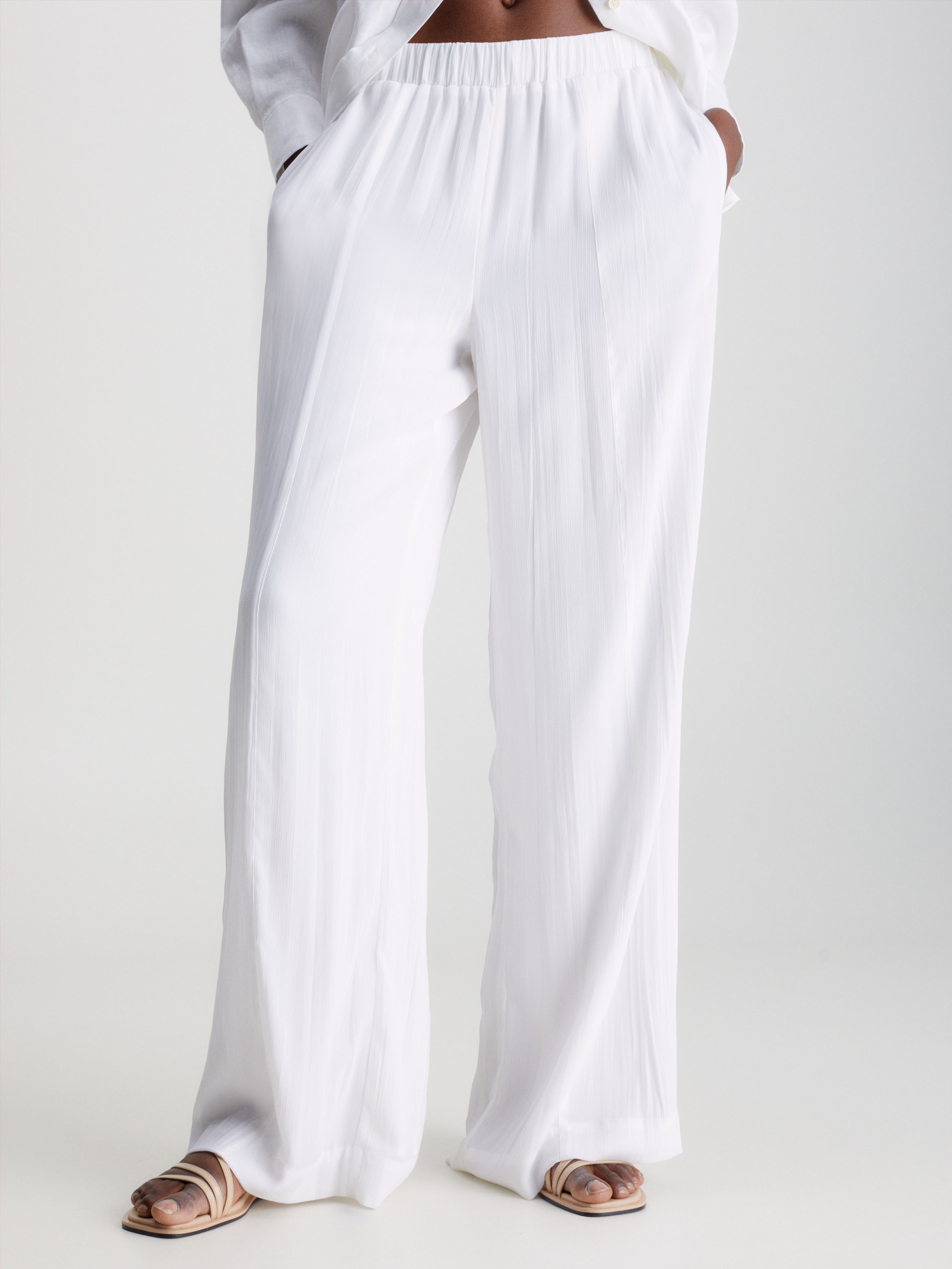 Never Enough White Stretch Crepe Wide Leg Trousers – Miss Circle