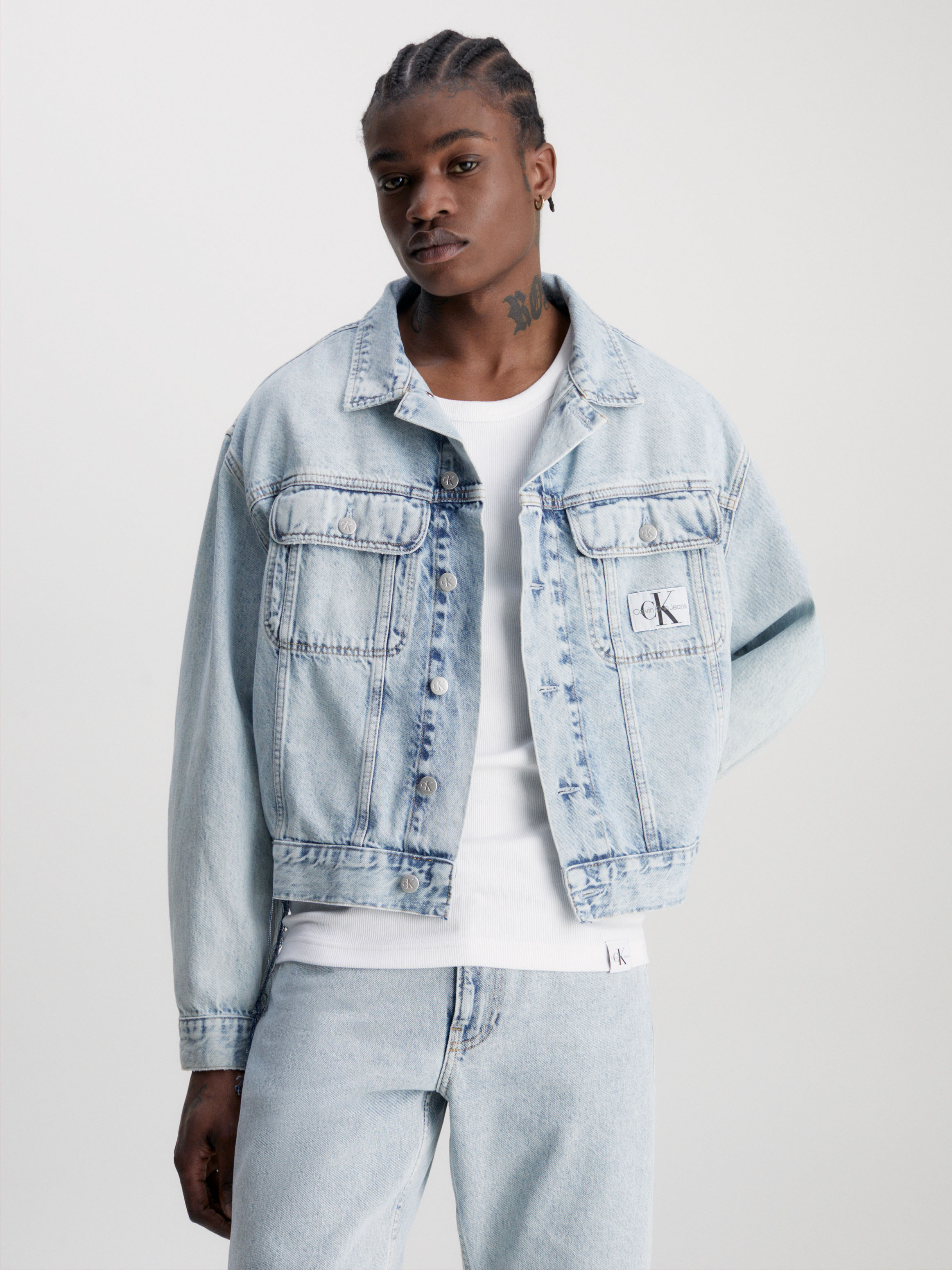 Calvin klein painted hot sale denim jacket