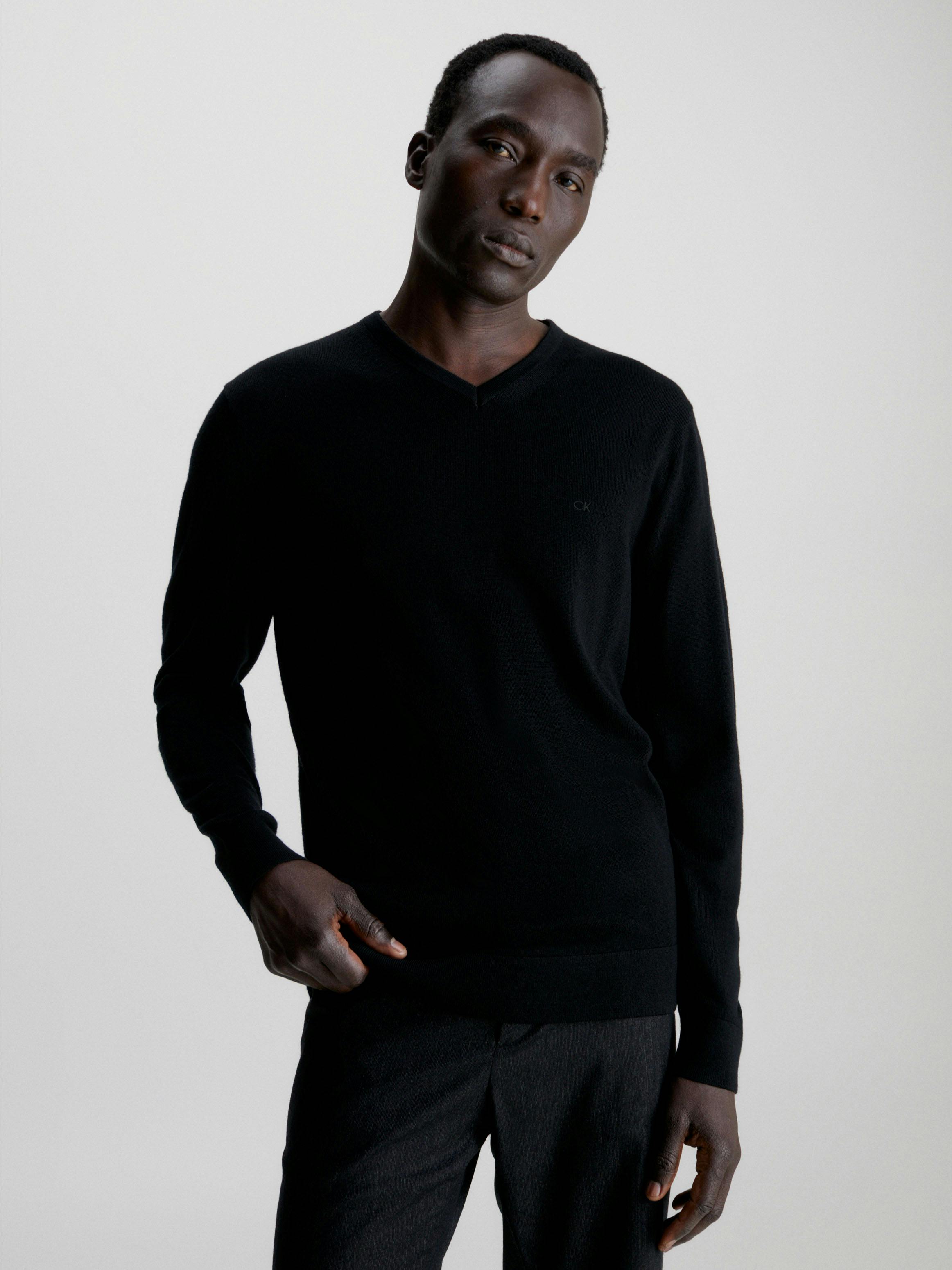Wool Ck Black Jumper Calvin Klein Black Jumper Mens Shop