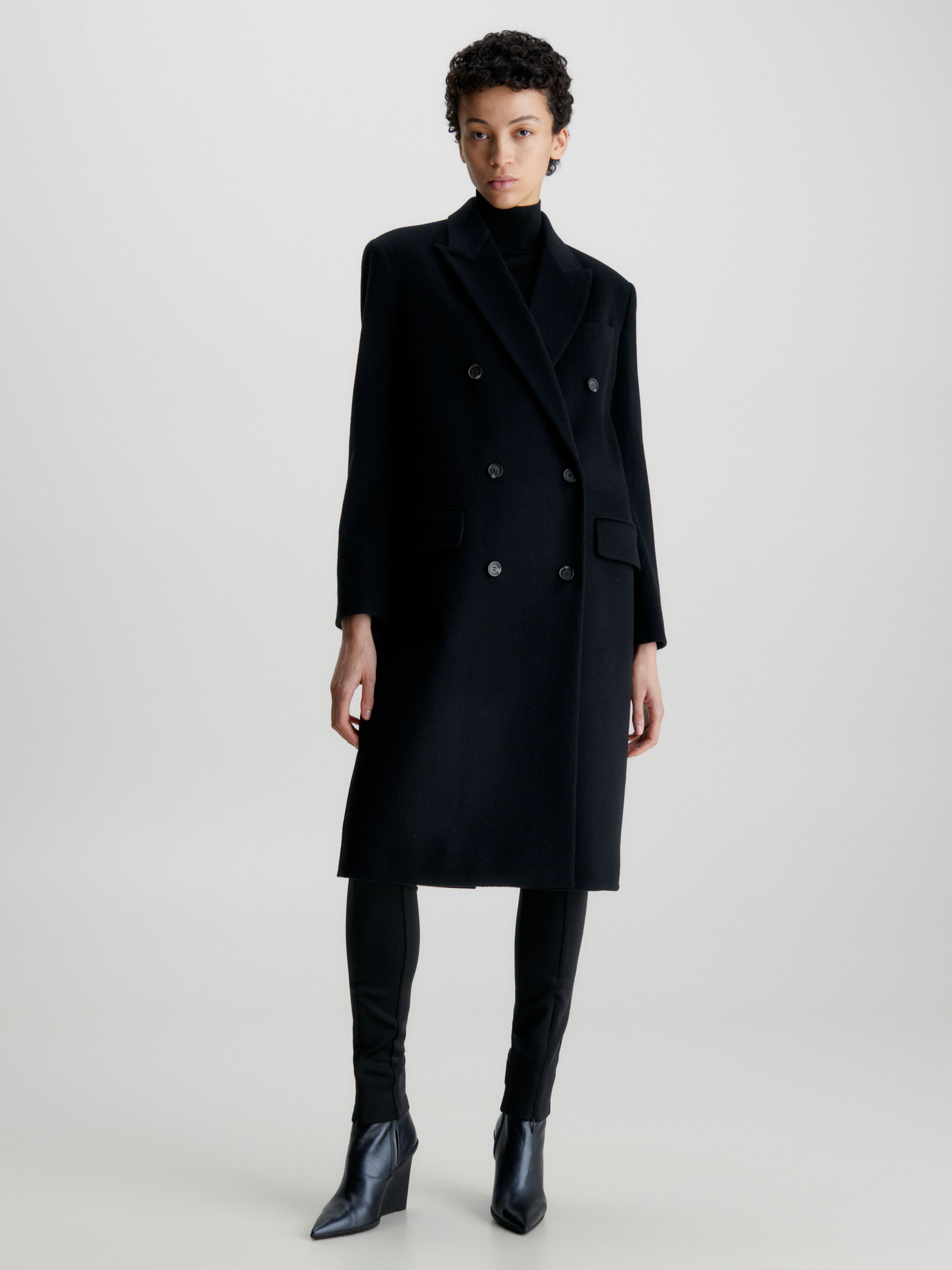 Wool Double Breasted Coat Calvin Klein