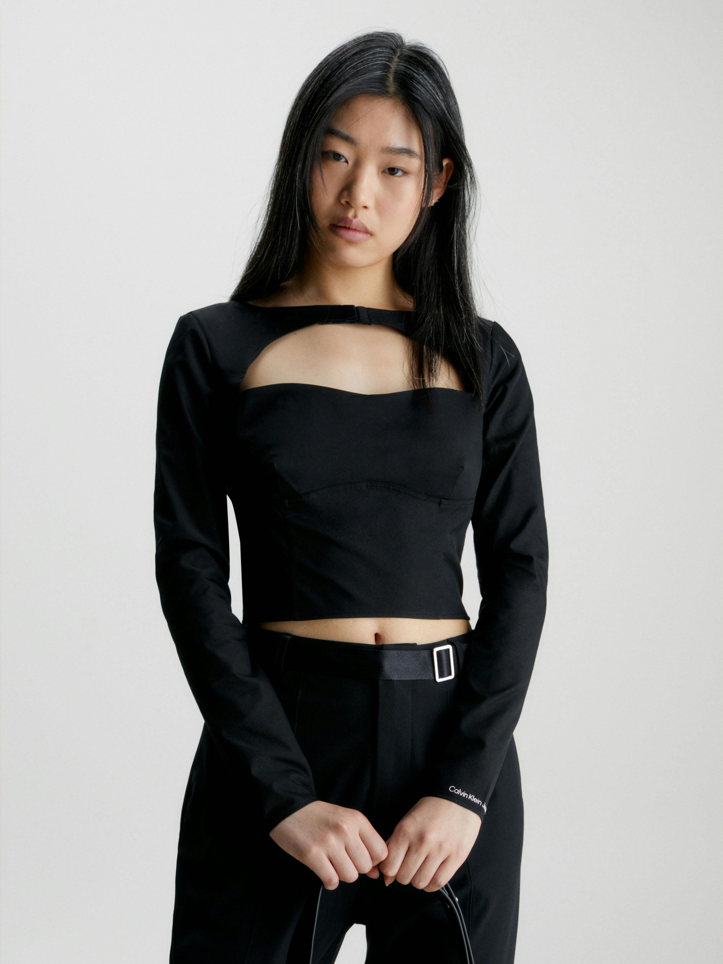 Bra Calvin Klein Crop Top Long Sleeve Black Calvin Klein Modern