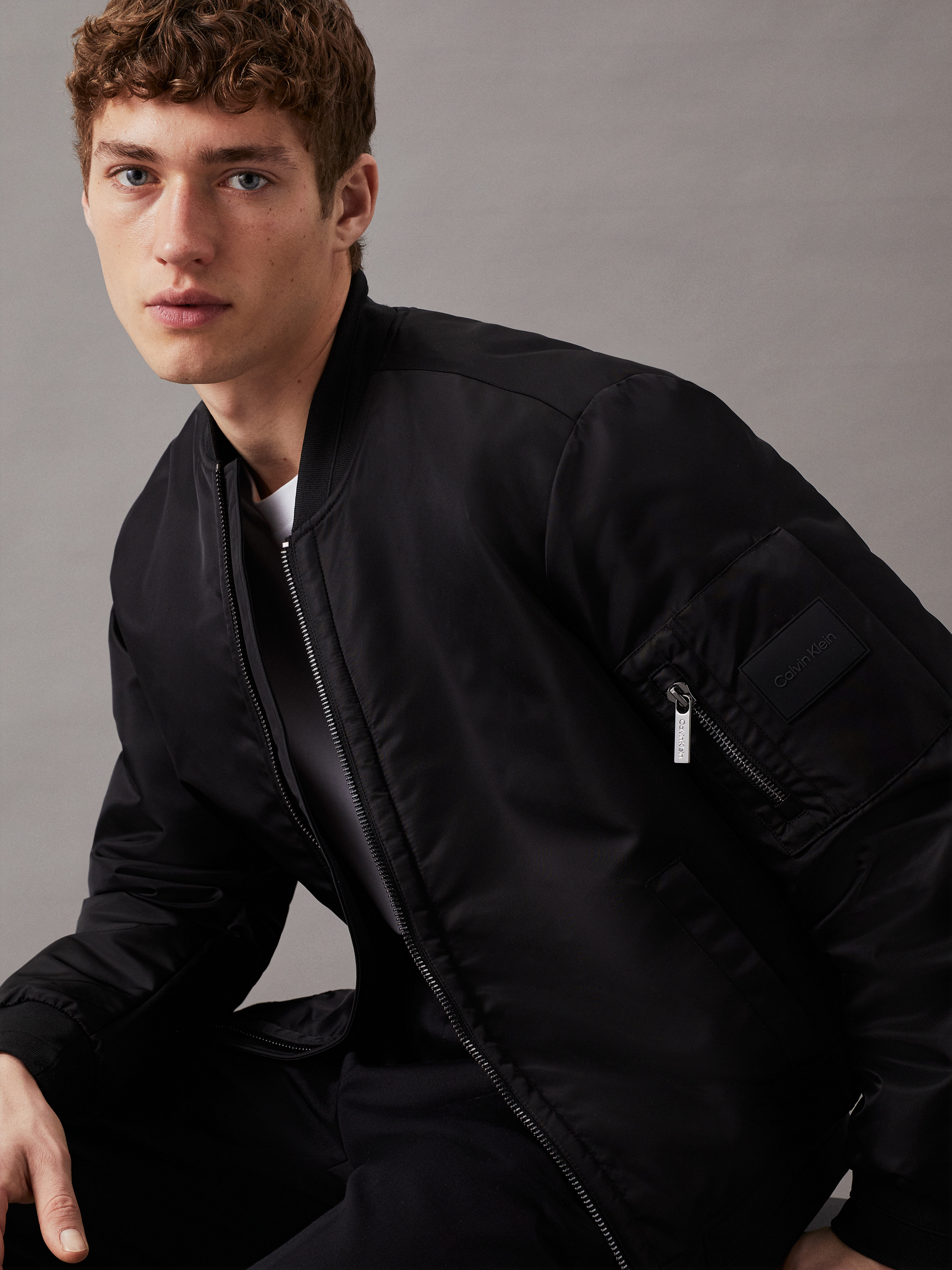 Calvin klein black bomber jacket store