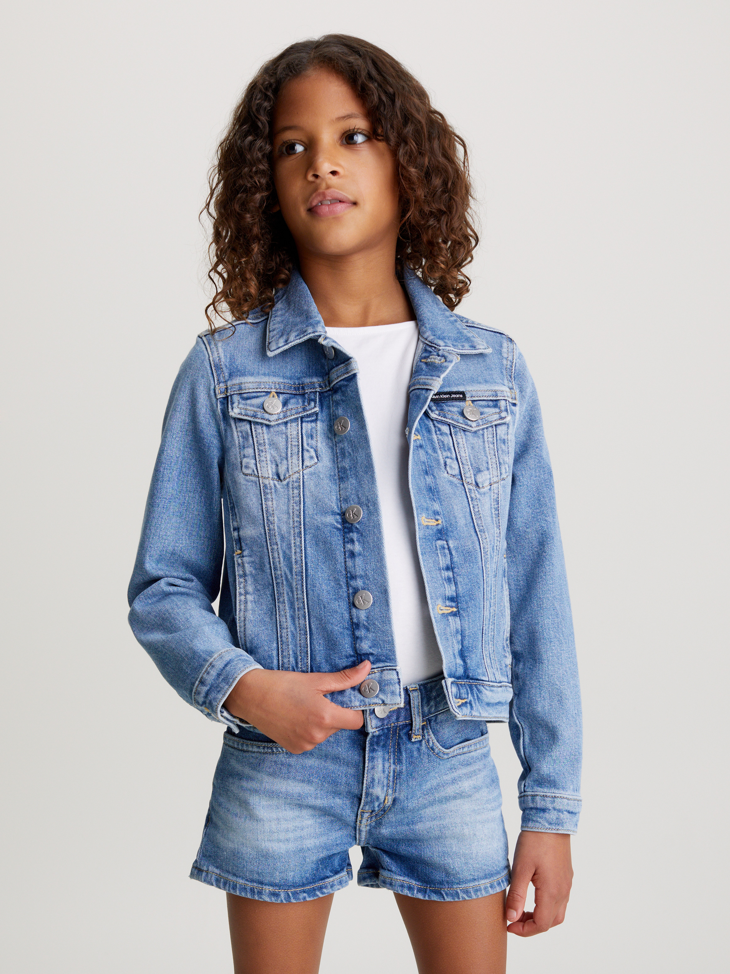 Girls shops cropped denim jacket