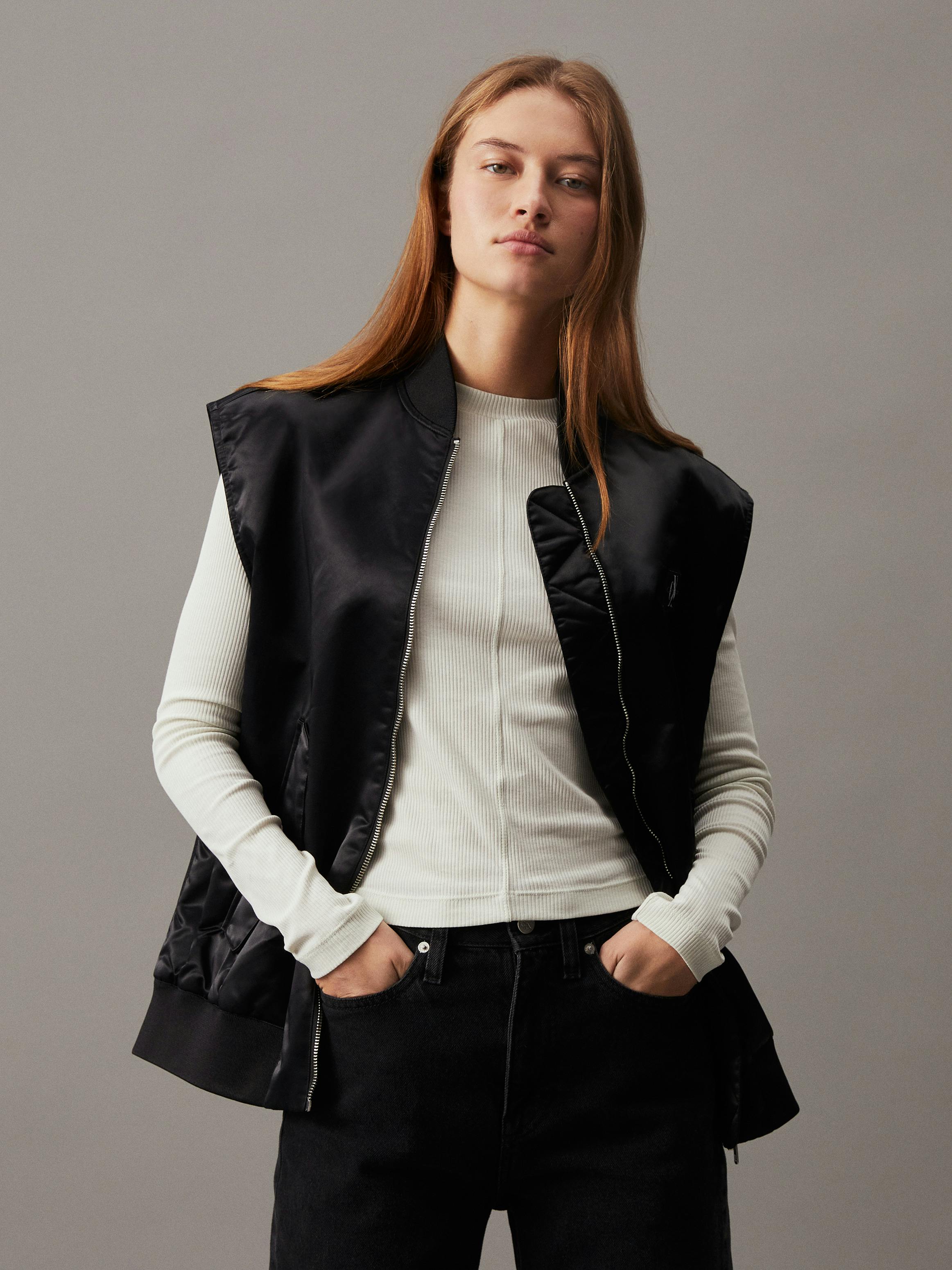 Relaxed Sateen Bomber Vest Calvin Klein