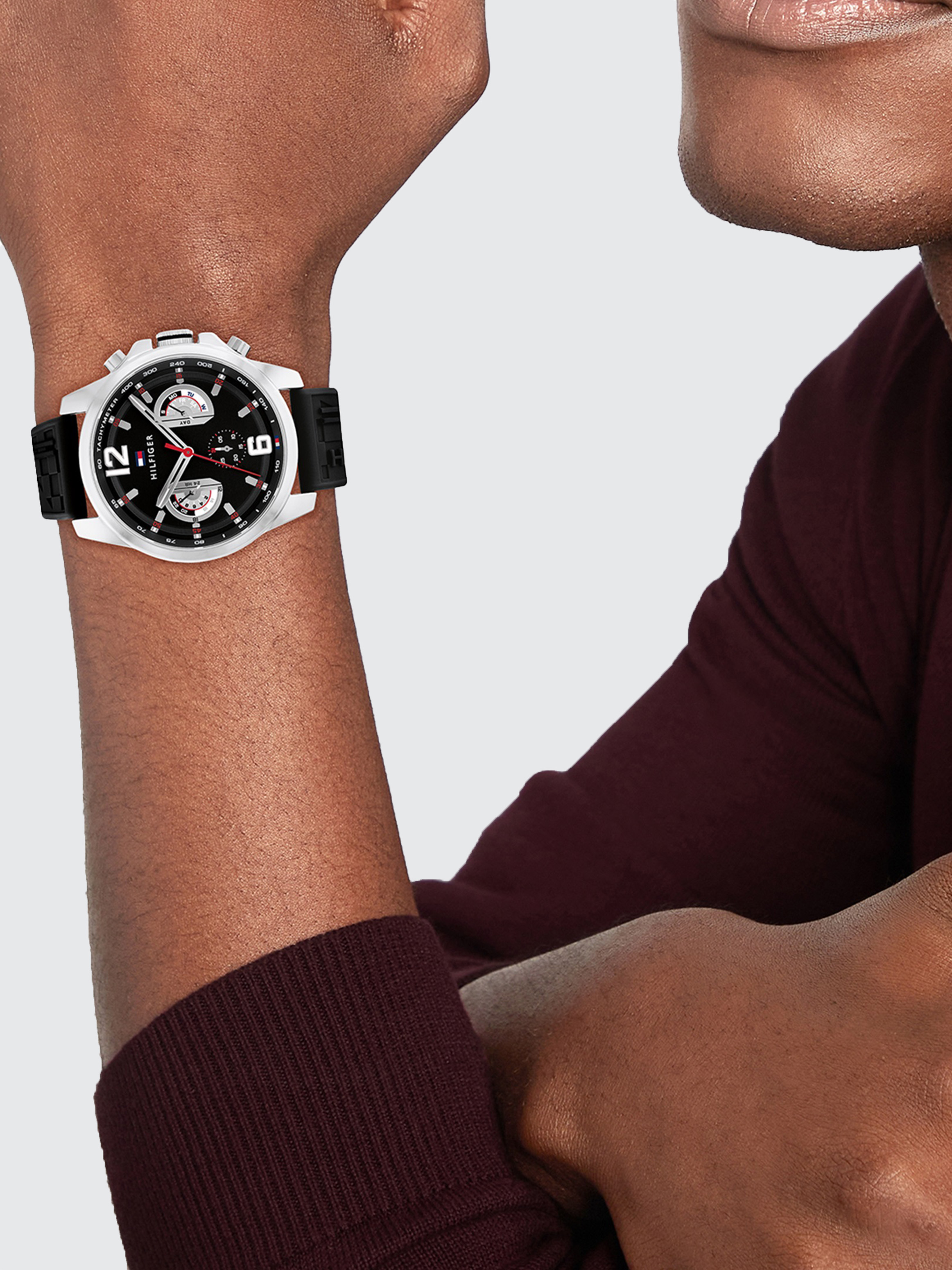 Tucker Black Silicone Black Dial Watches Tommy Hilfiger