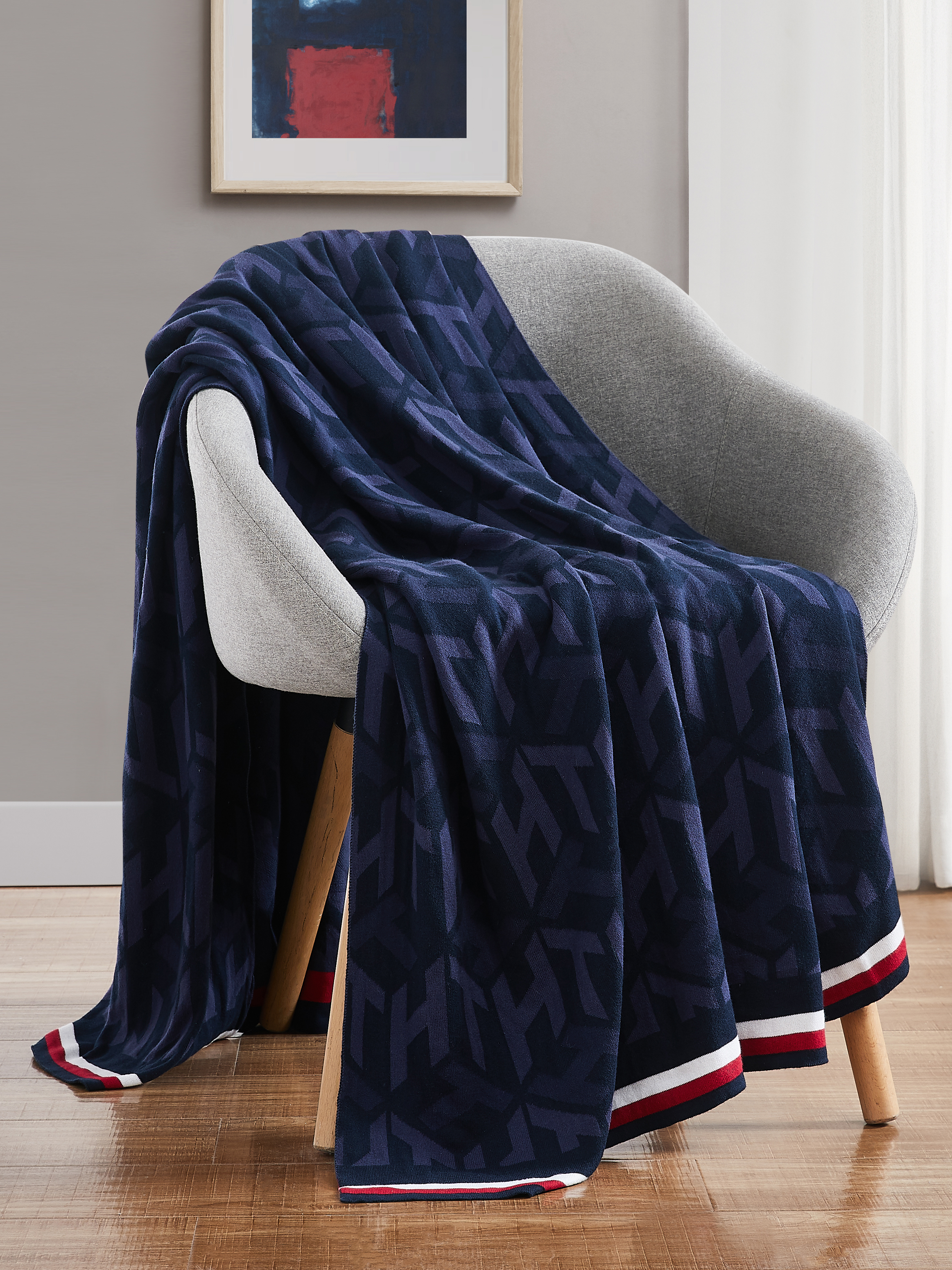 Tommy Cube Monogram Throw Throws & Blankets Tommy Hilfiger