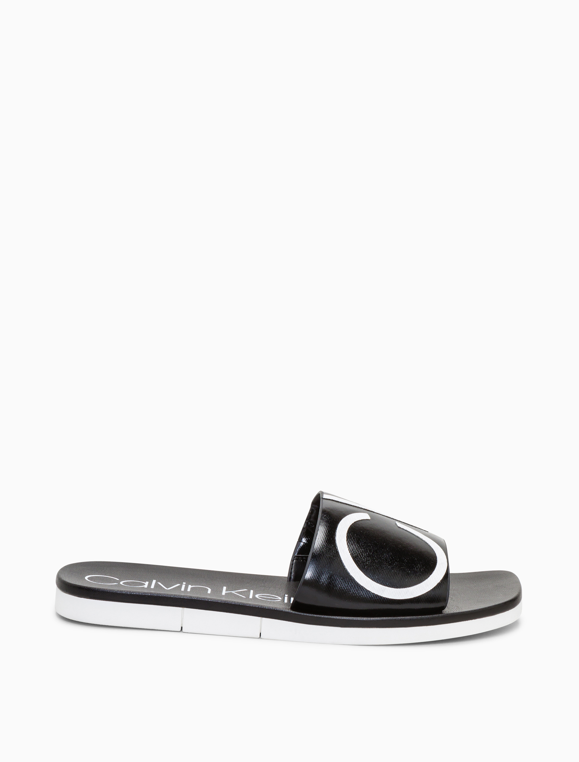 calvin klein patent leather slides