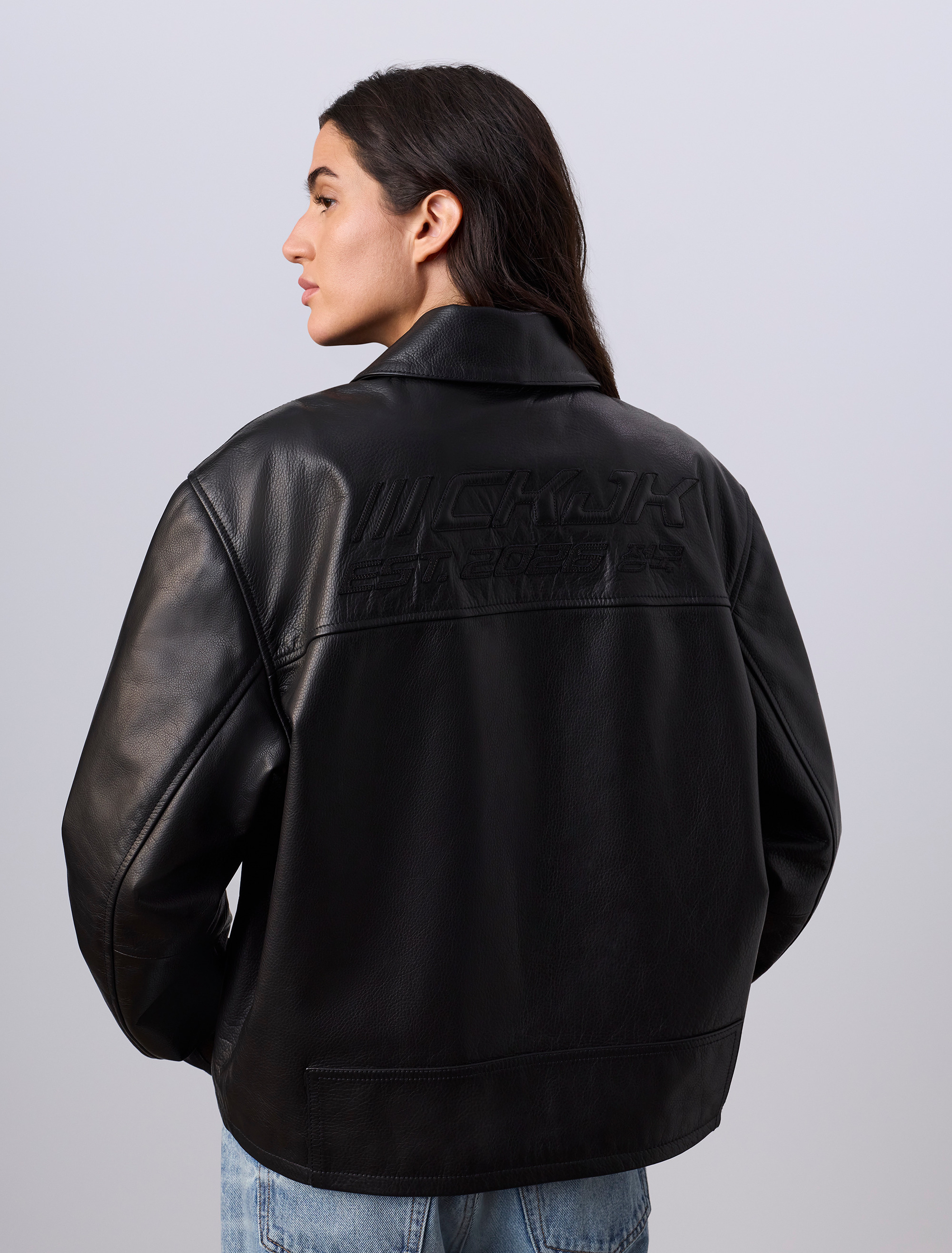 Jung Kook for Calvin Klein Leather Racer Jacket | Calvin Klein