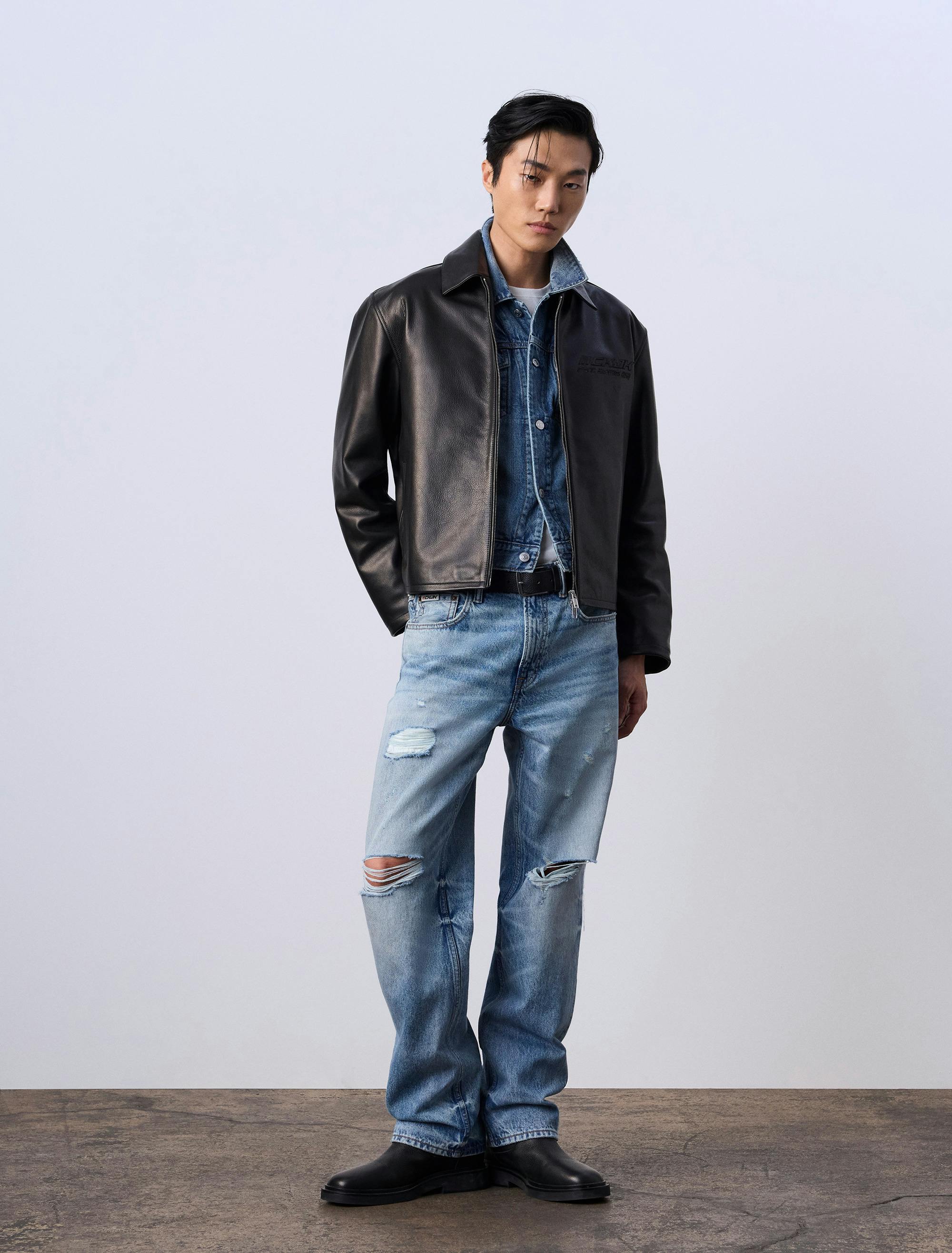 Jung Kook for Calvin Klein Leather Racer Jacket | Calvin Klein