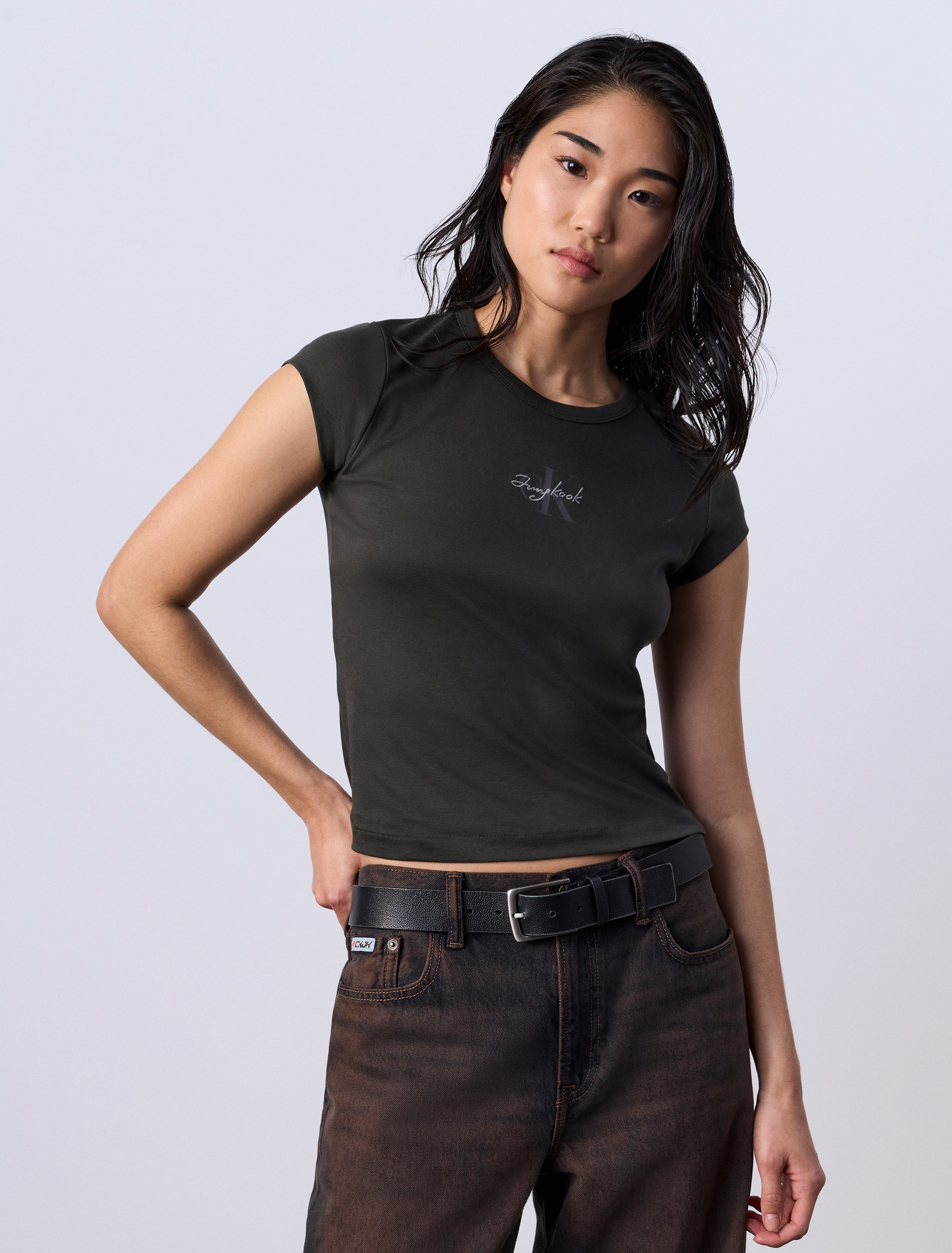 Jung Kook for Calvin Klein Monogram Baby Tee | Calvin Klein