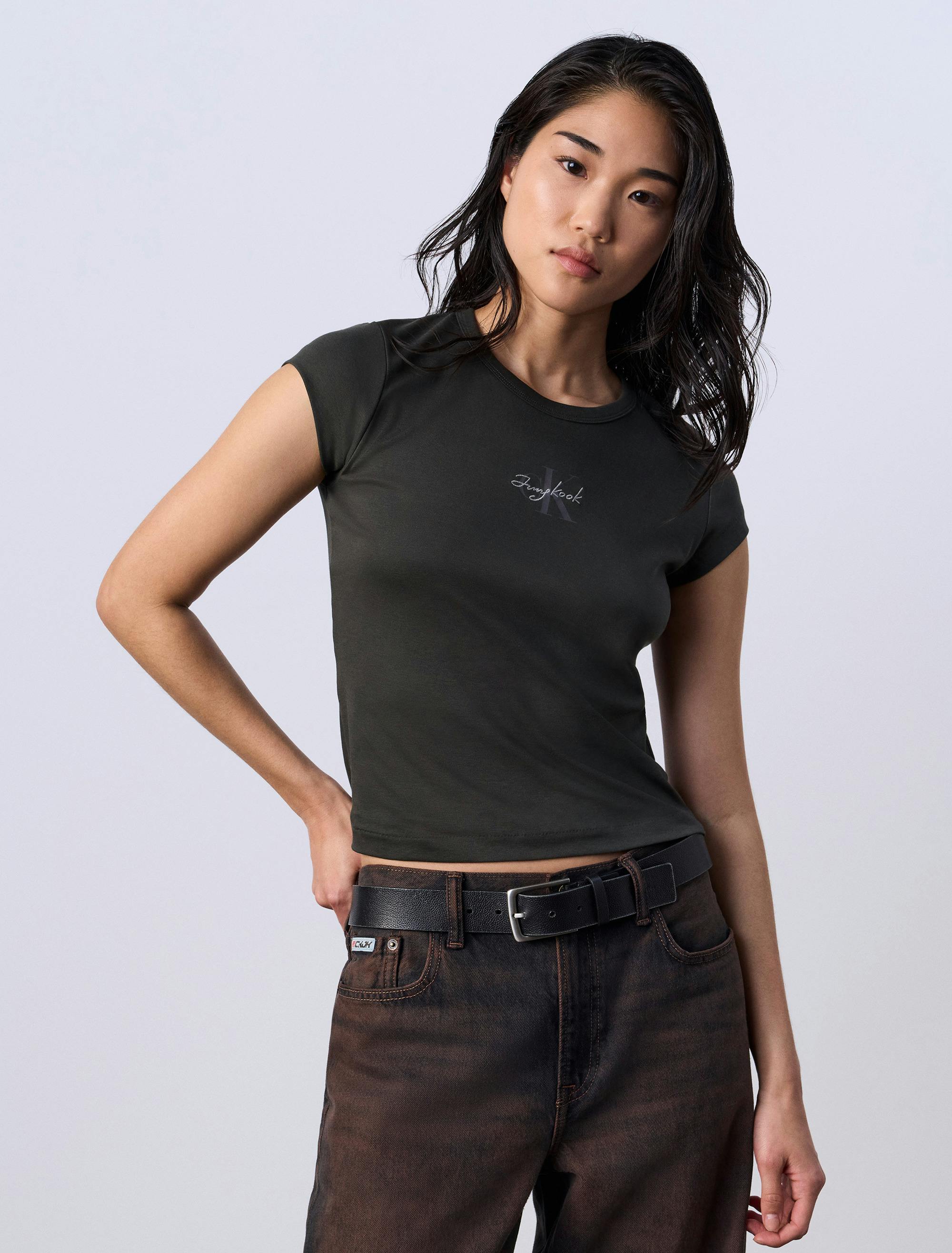 Jung Kook for Calvin Klein Monogram Baby Tee | Calvin Klein