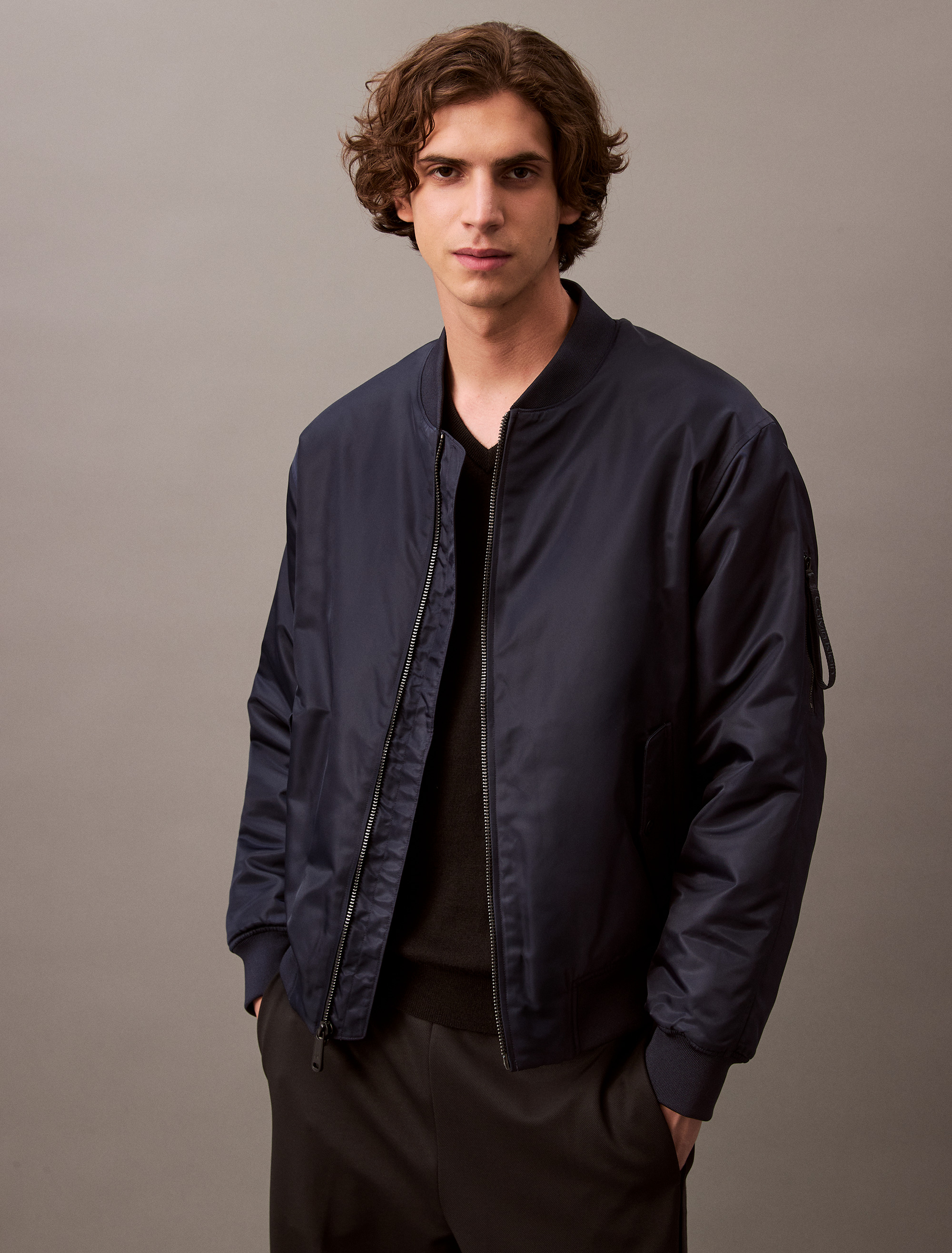 Padded Nylon Bomber Jacket