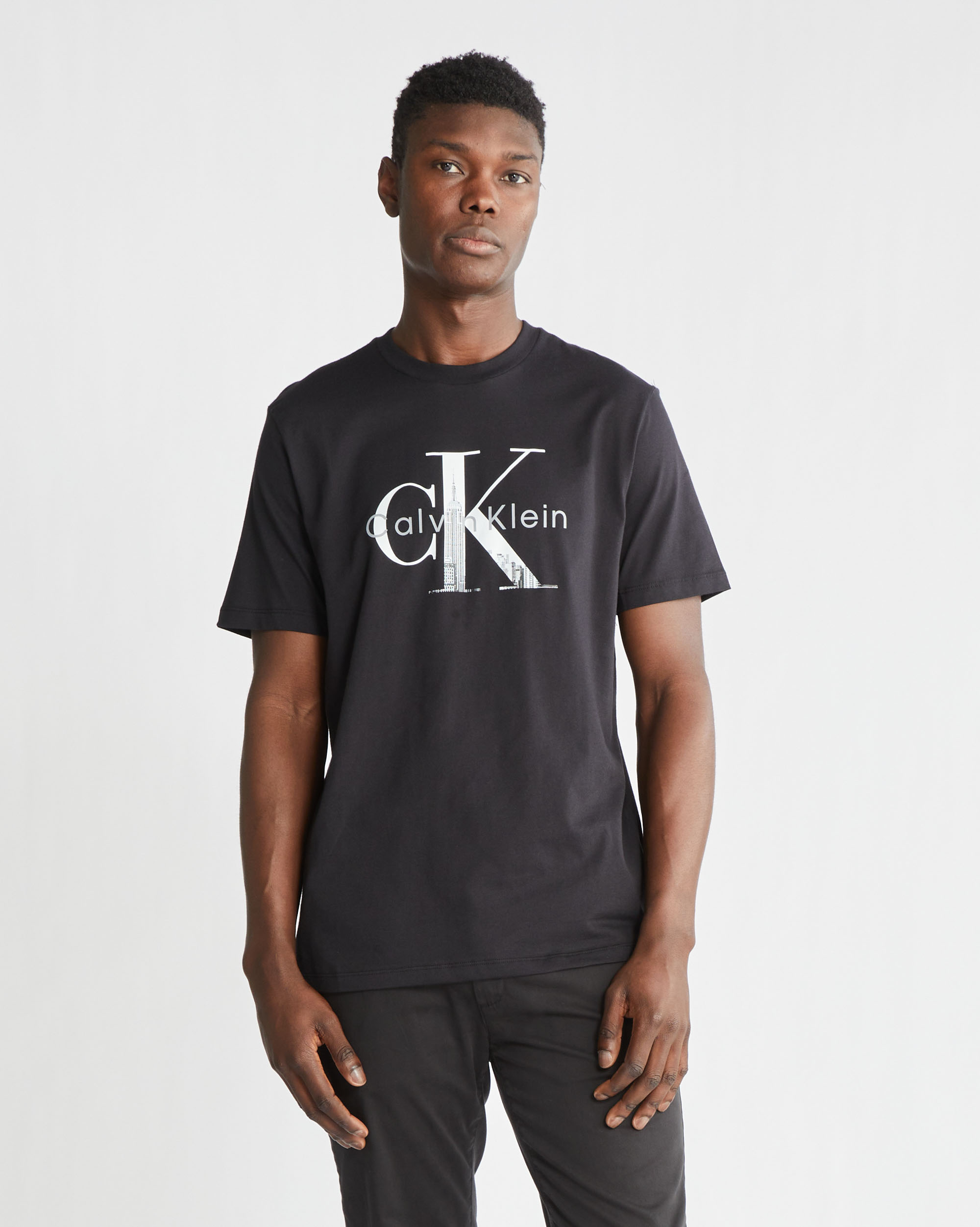 Calvin klein monogram logo t deals shirt