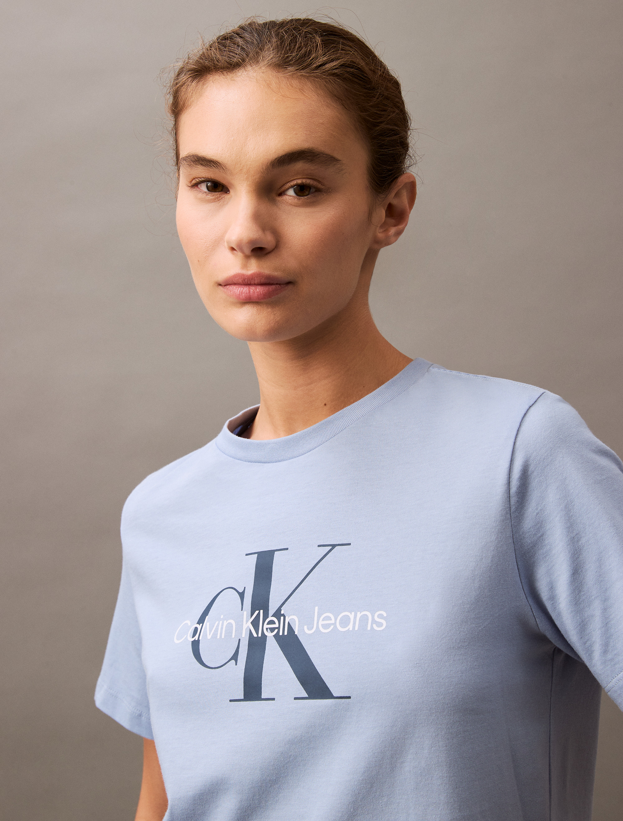 ★ ★ Women’s Blue Gray CKJ l Monogram Mini Buy Calvin Klein Jeans Women Light Blue Turtle Neck
